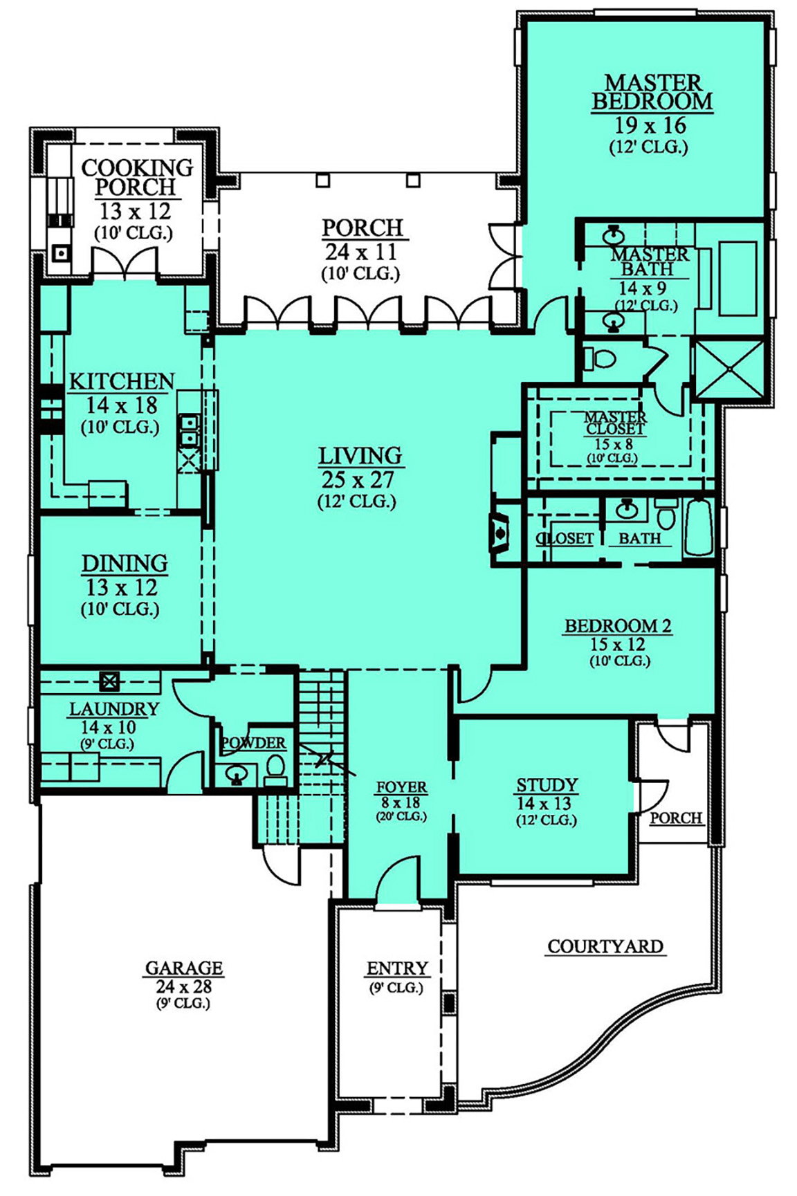 Floor Plan First Story of Country Plan #142-1132