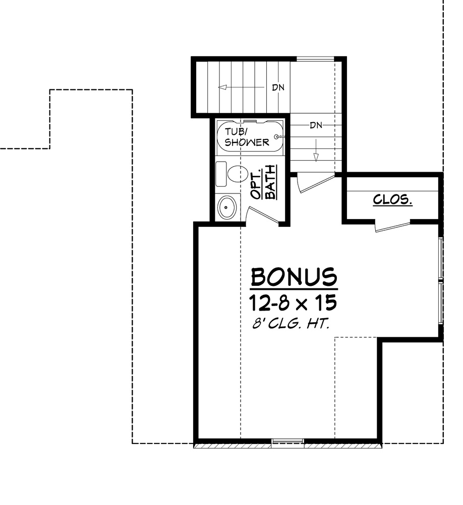 Floor Plan Bonus Room of Country Plan #142-1136