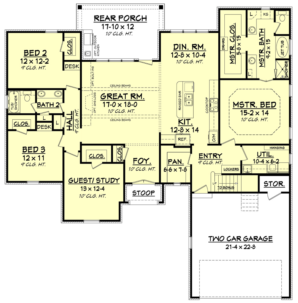 Floor Plan First Story of Country Plan #142-1136