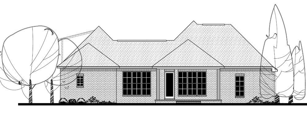 Home Plan Rear Elevation of this 4-Bedroom,2180 Sq Ft Plan -142-1136