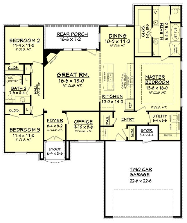 Floor Plan First Story of Traditional Plan #142-1137