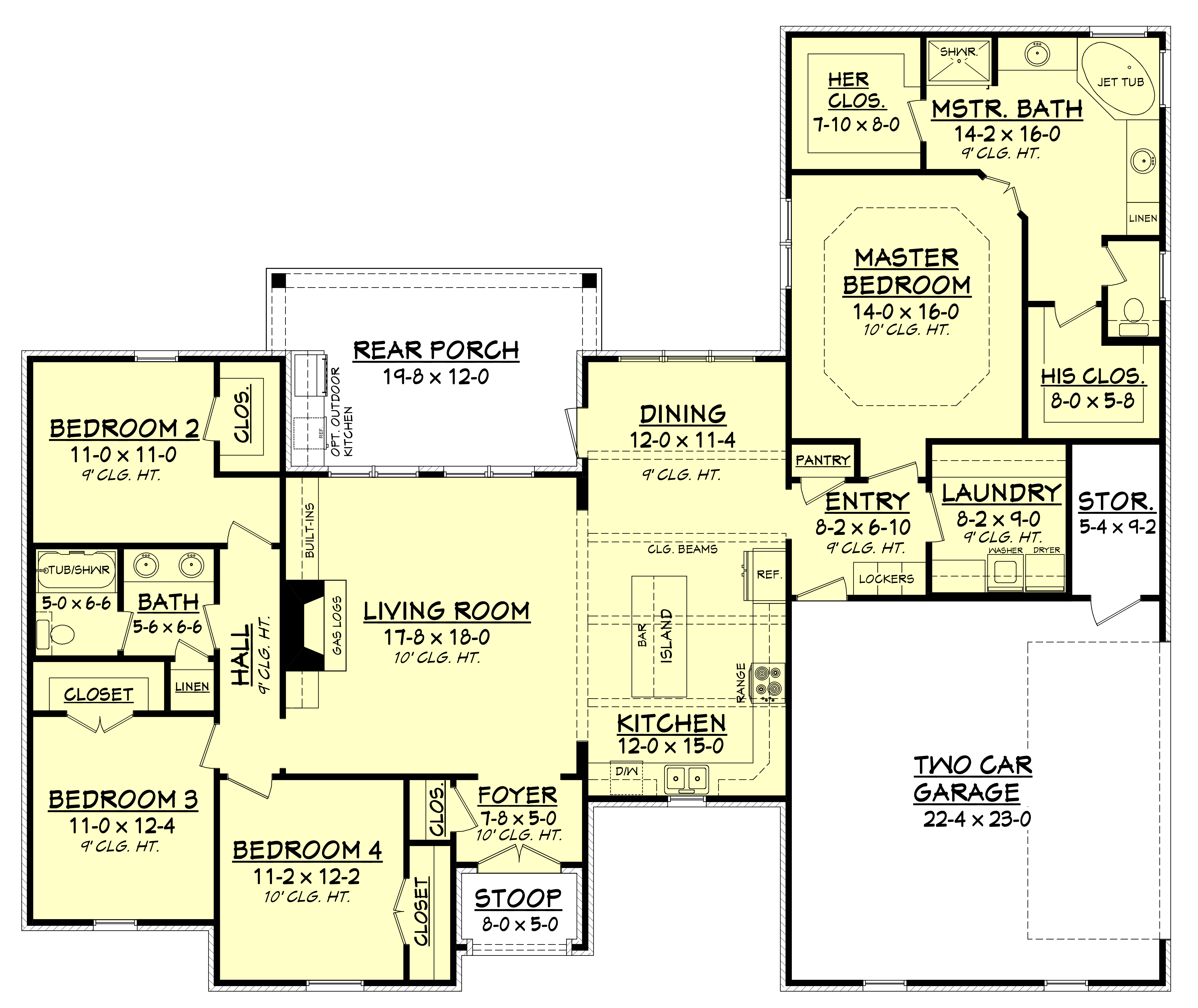 Floor Plan First Story of Country Plan #142-1138