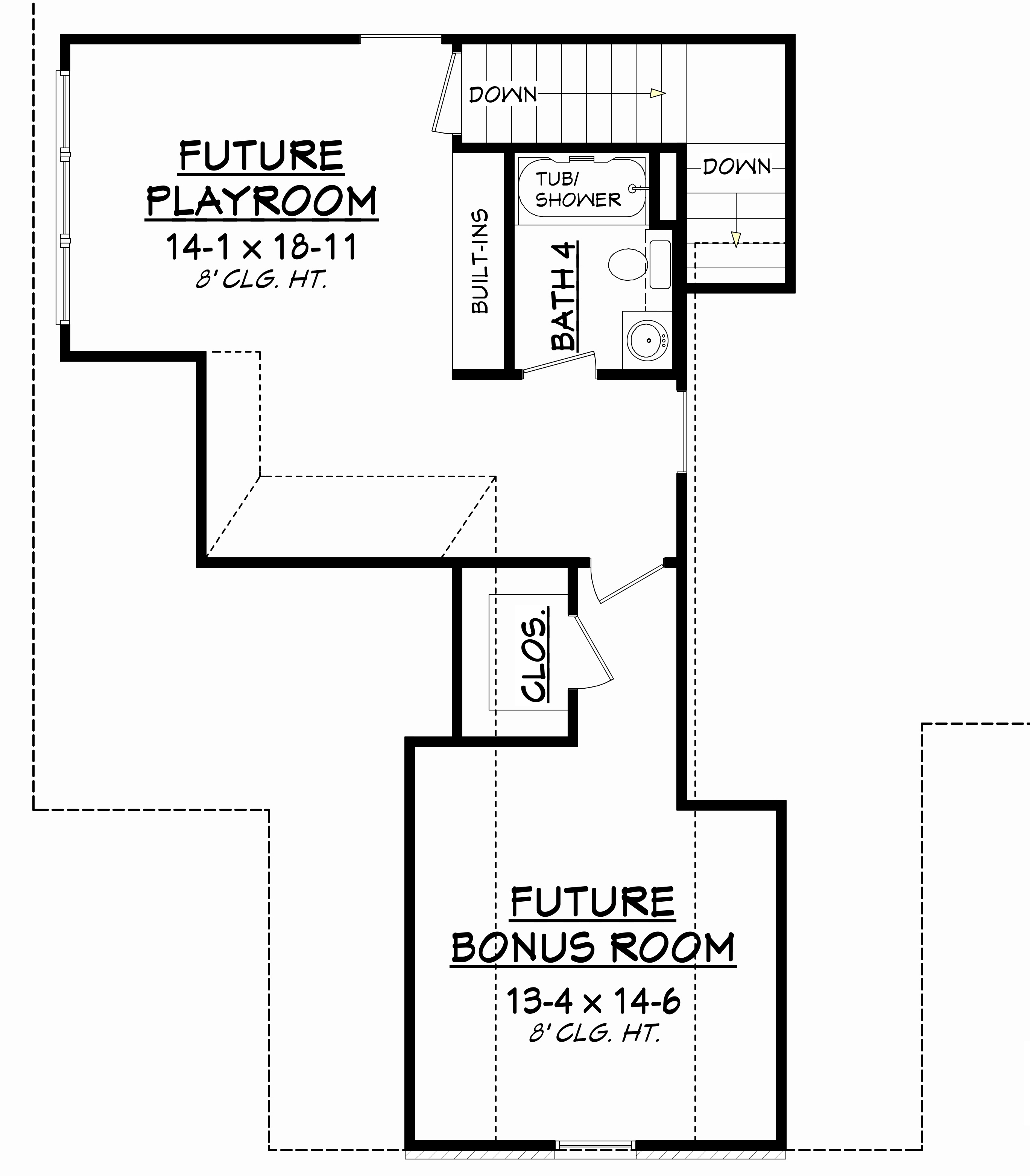 Floor Plan Bonus Room of French Plan #142-1139