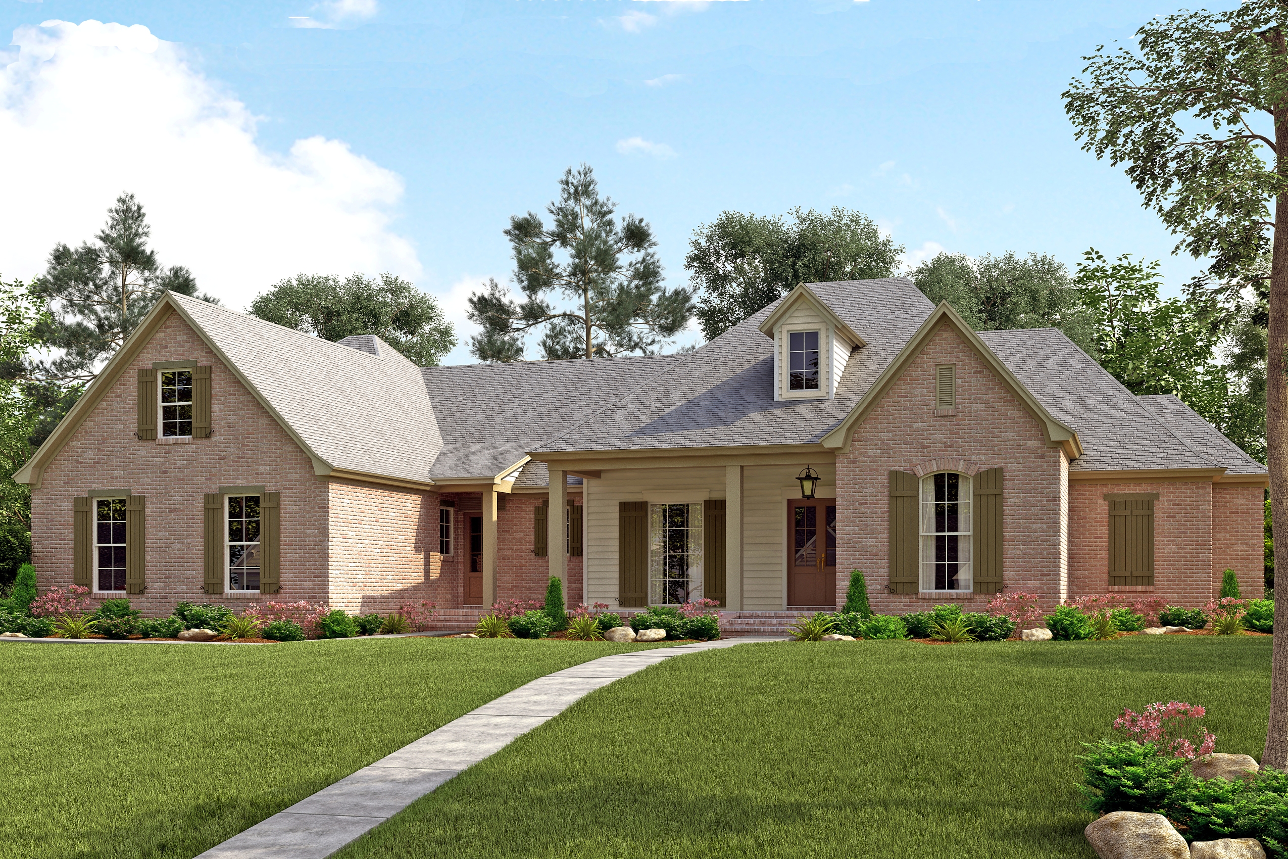 Front elevation of French home (ThePlanCollection: House Plan #142-1139)