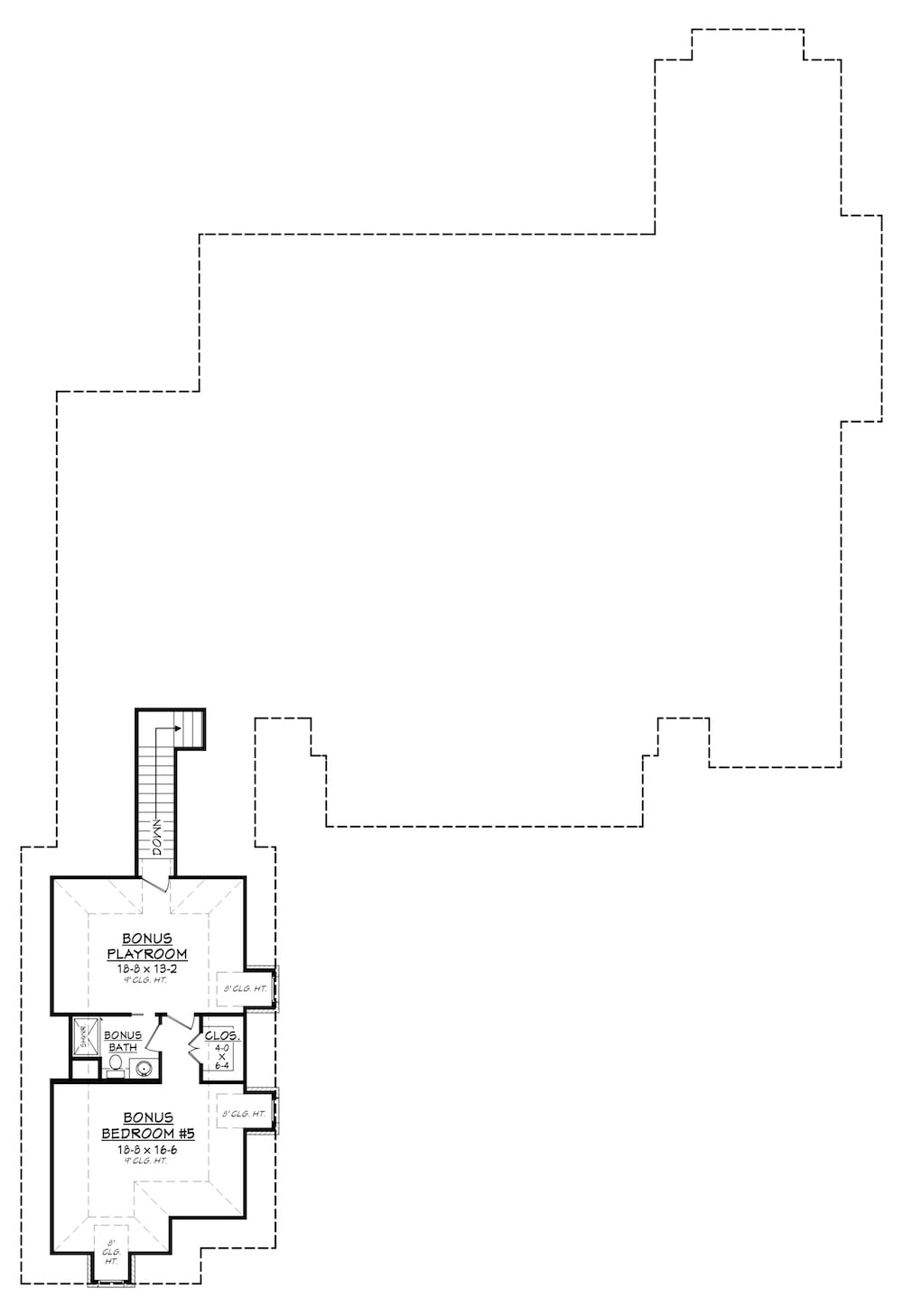 Floor Plan Bonus Room of European Plan #142-1140