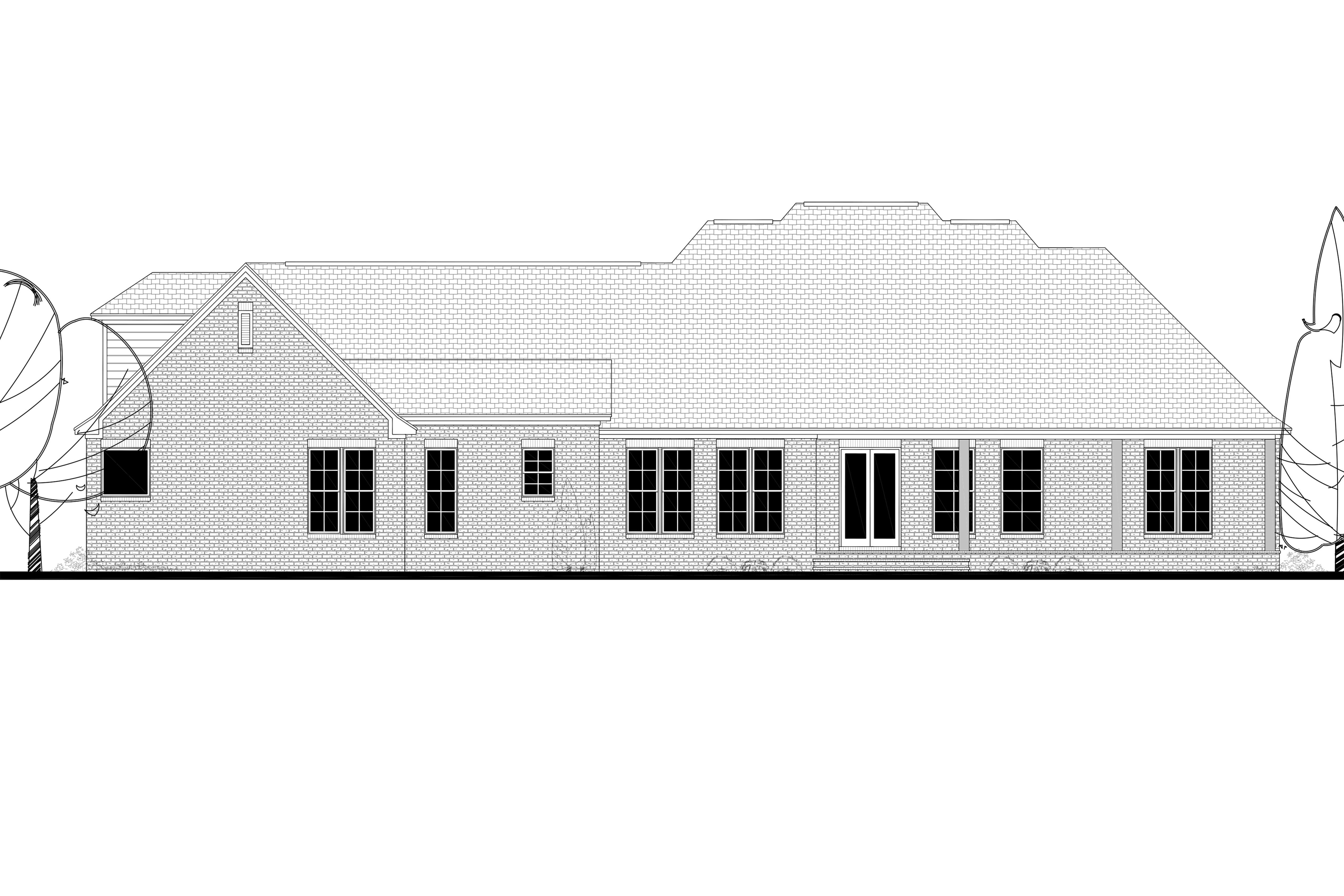 Home Plan Rear Elevation of this 4-Bedroom,3527 Sq Ft Plan -142-1141