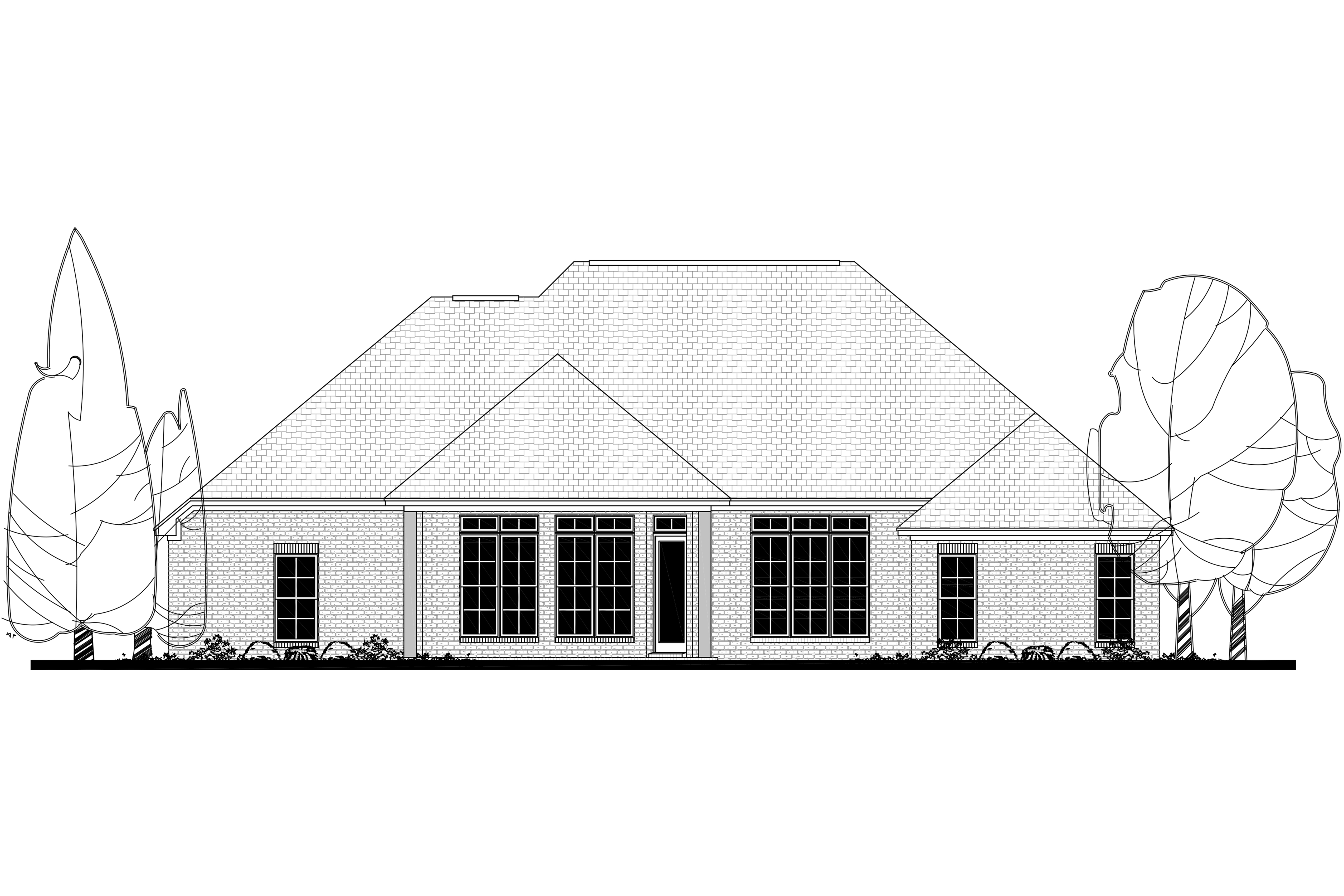 Home Plan Rear Elevation of this 4-Bedroom,2380 Sq Ft Plan -142-1142