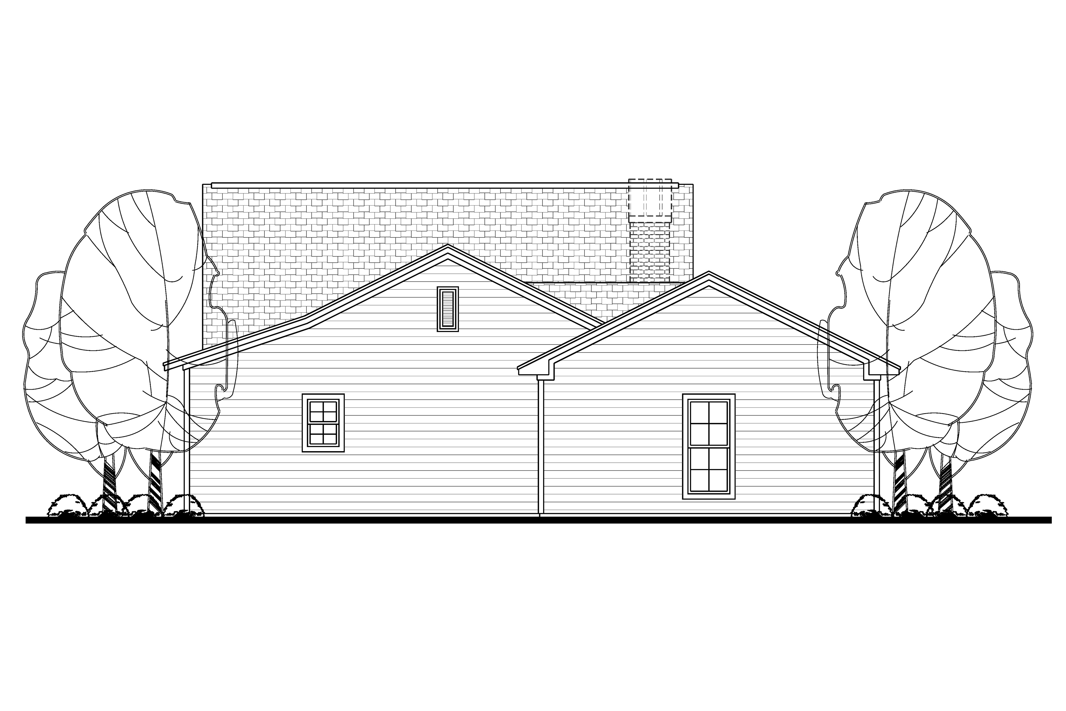 Home Plan Rear Elevation of this 3-Bedroom,1475 Sq Ft Plan -142-1143