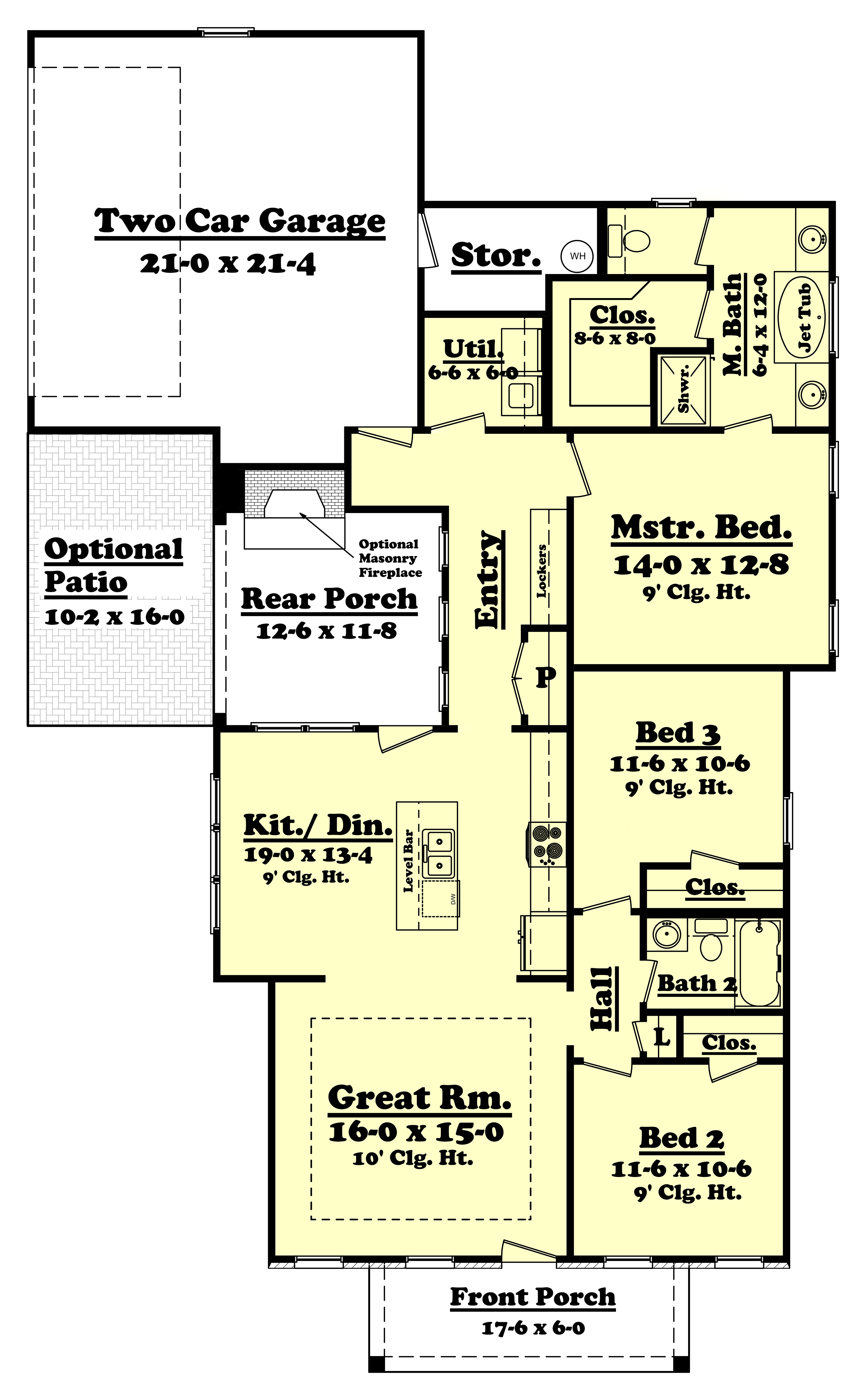 Floor Plan First Story of Cottage Plan #142-1143