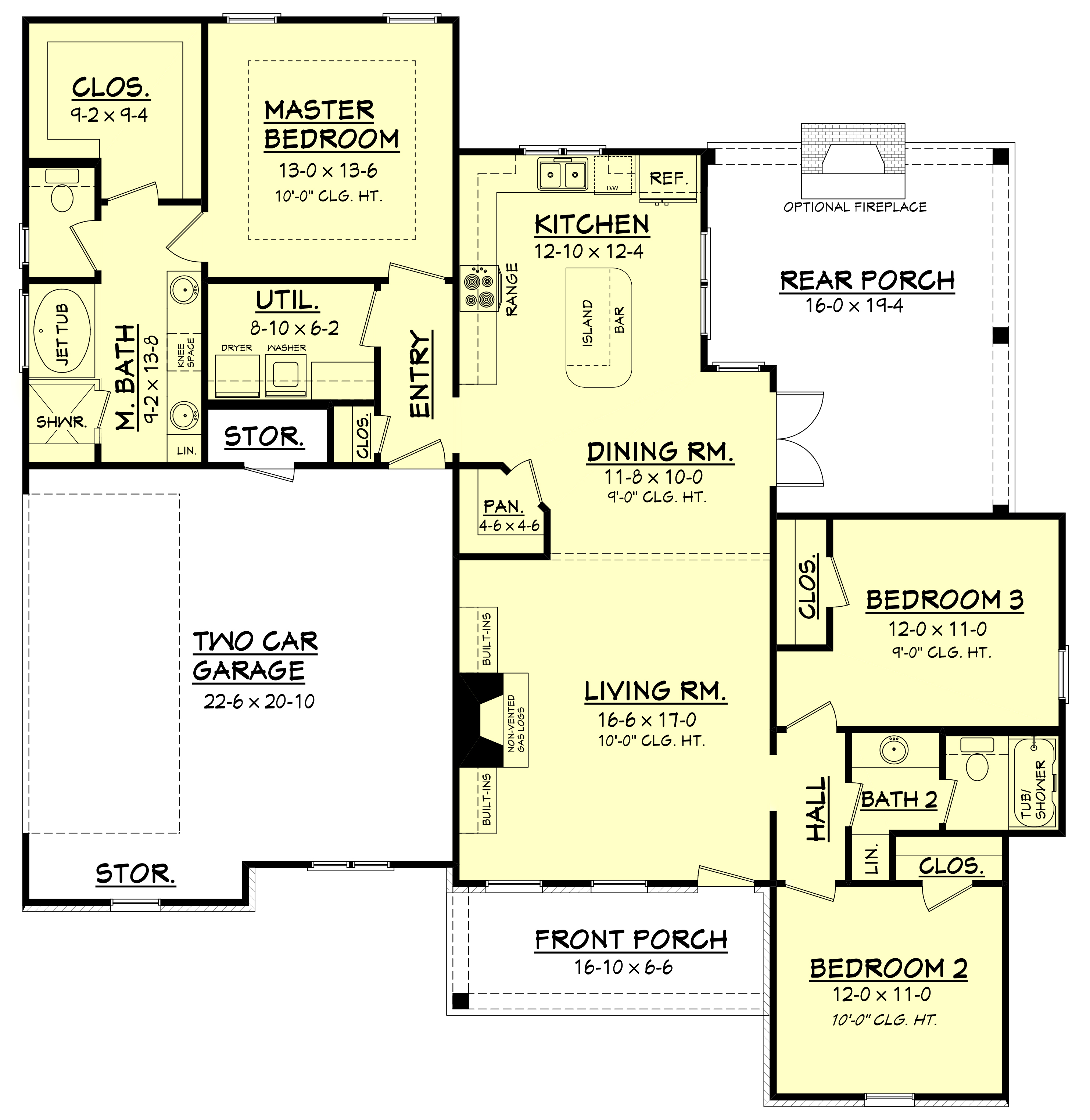 Floor Plan First Story of Craftsman Plan #142-1144