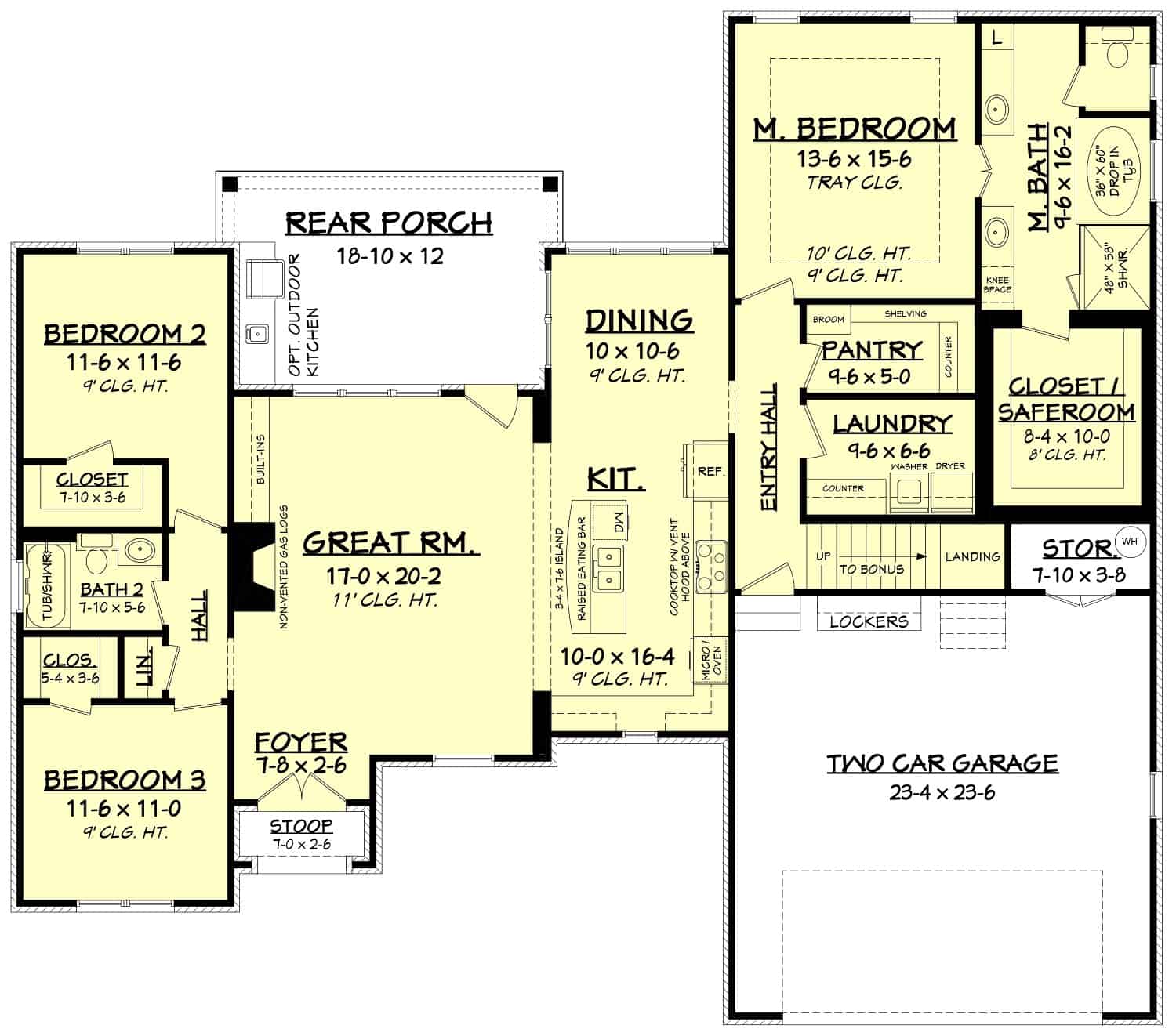 Floor Plan First Story of Country Plan #142-1145