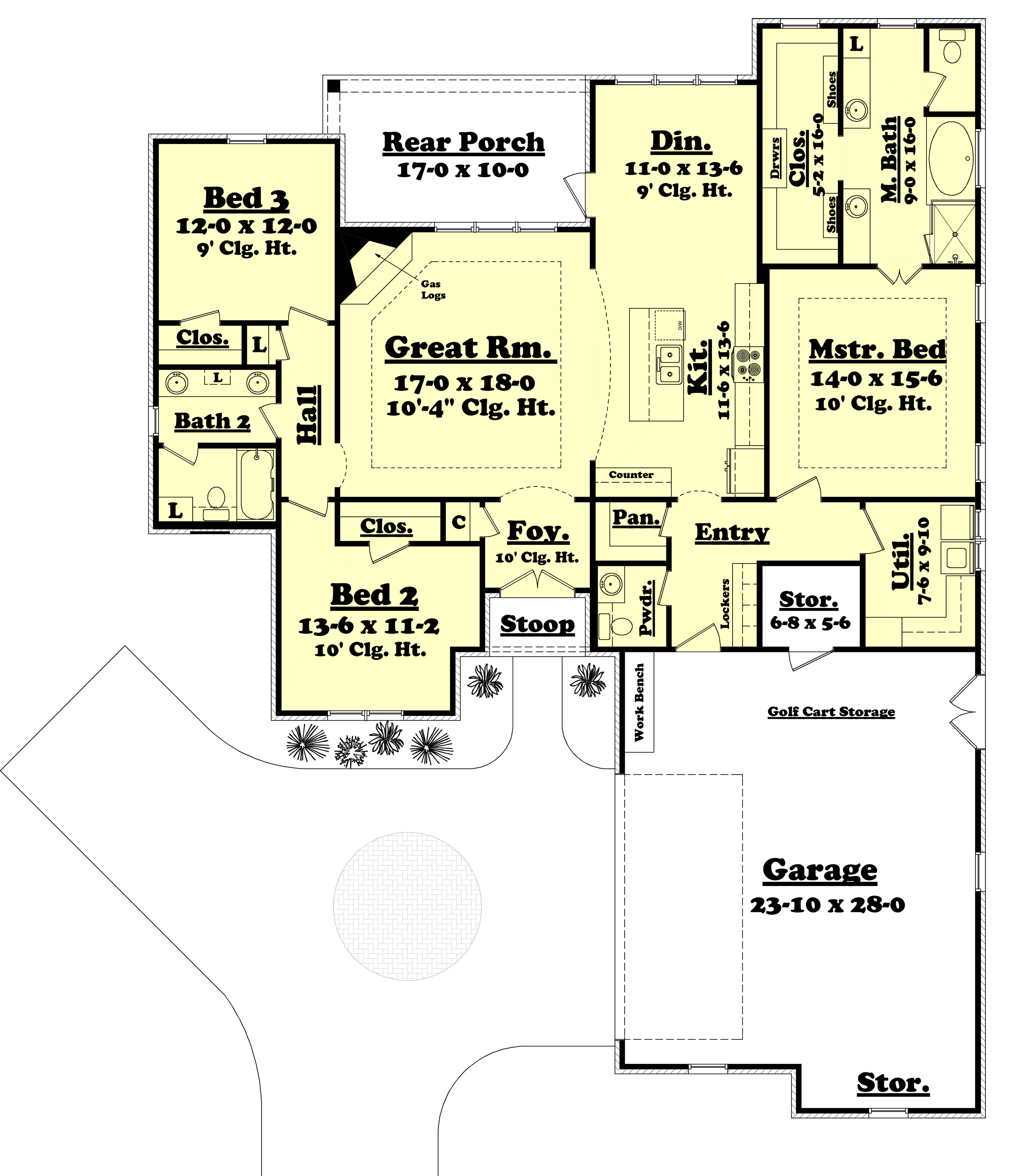 Floor Plan First Story of French Plan #142-1146