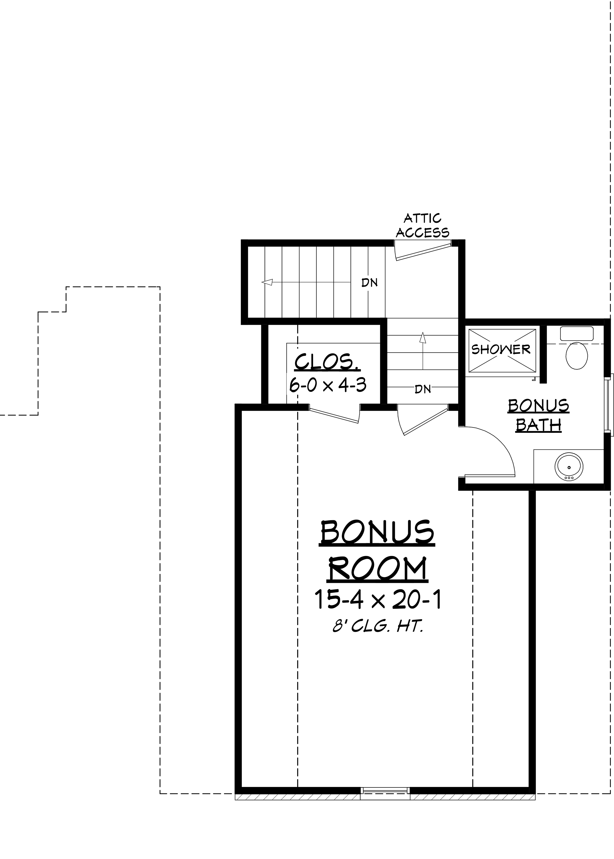 Floor Plan Bonus Room of French Plan #142-1149