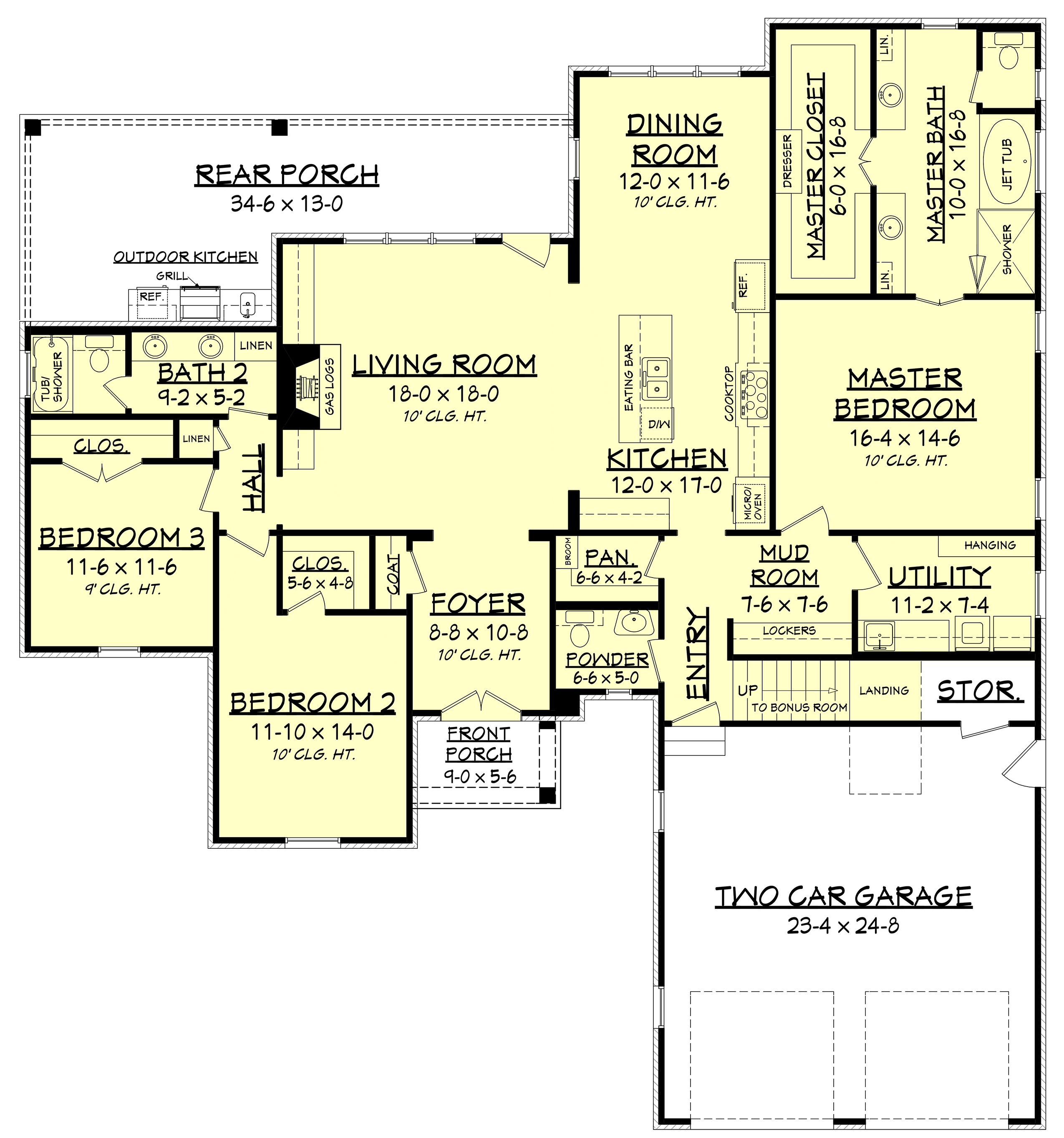 Floor Plan First Story of French Plan #142-1149
