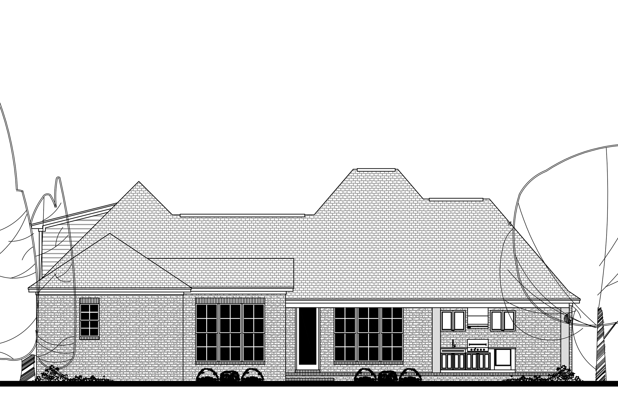 Home Plan Rear Elevation of this 3-Bedroom,2217 Sq Ft Plan -142-1149