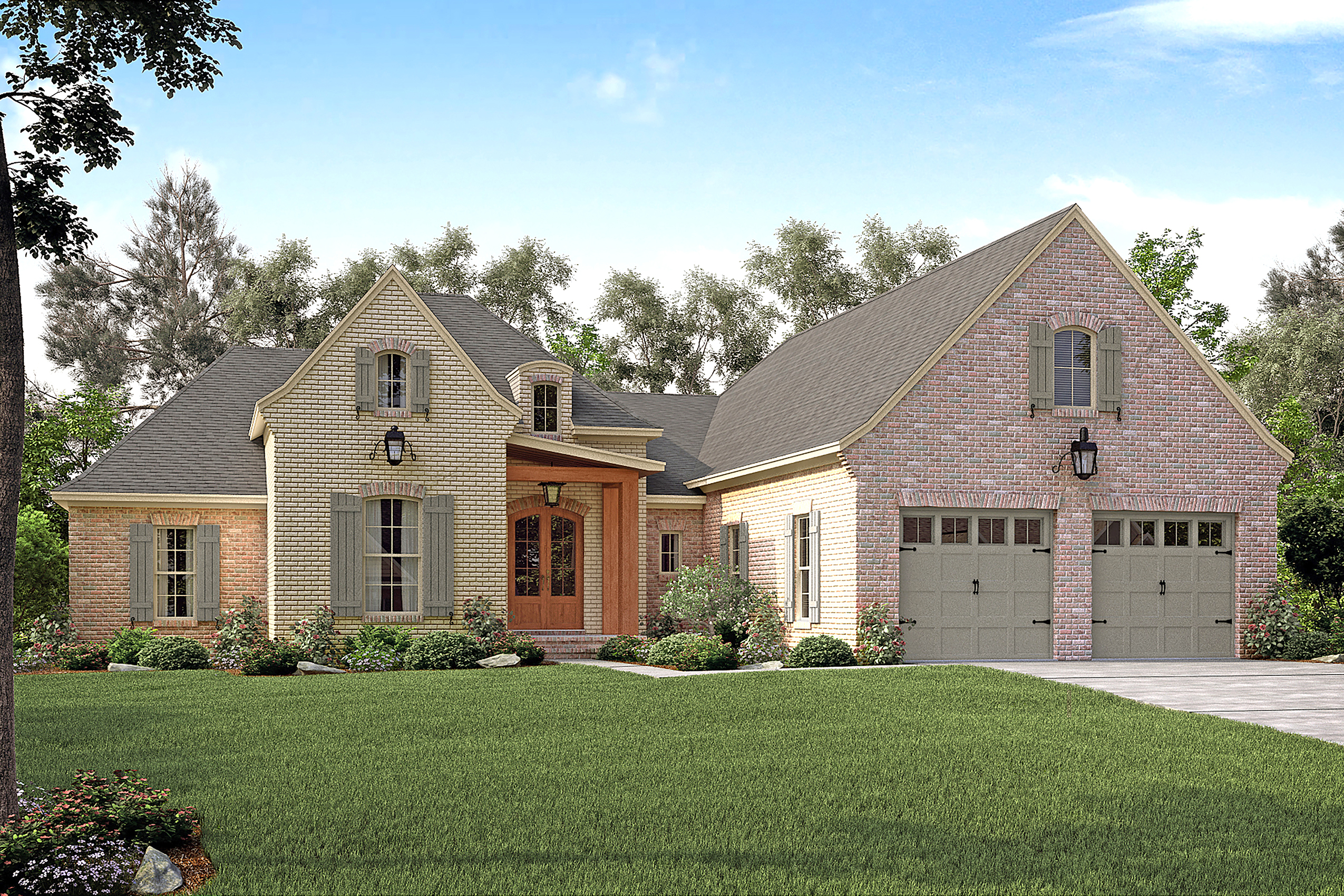 Color photograph of French home (ThePlanCollection: House Plan #142-1149)