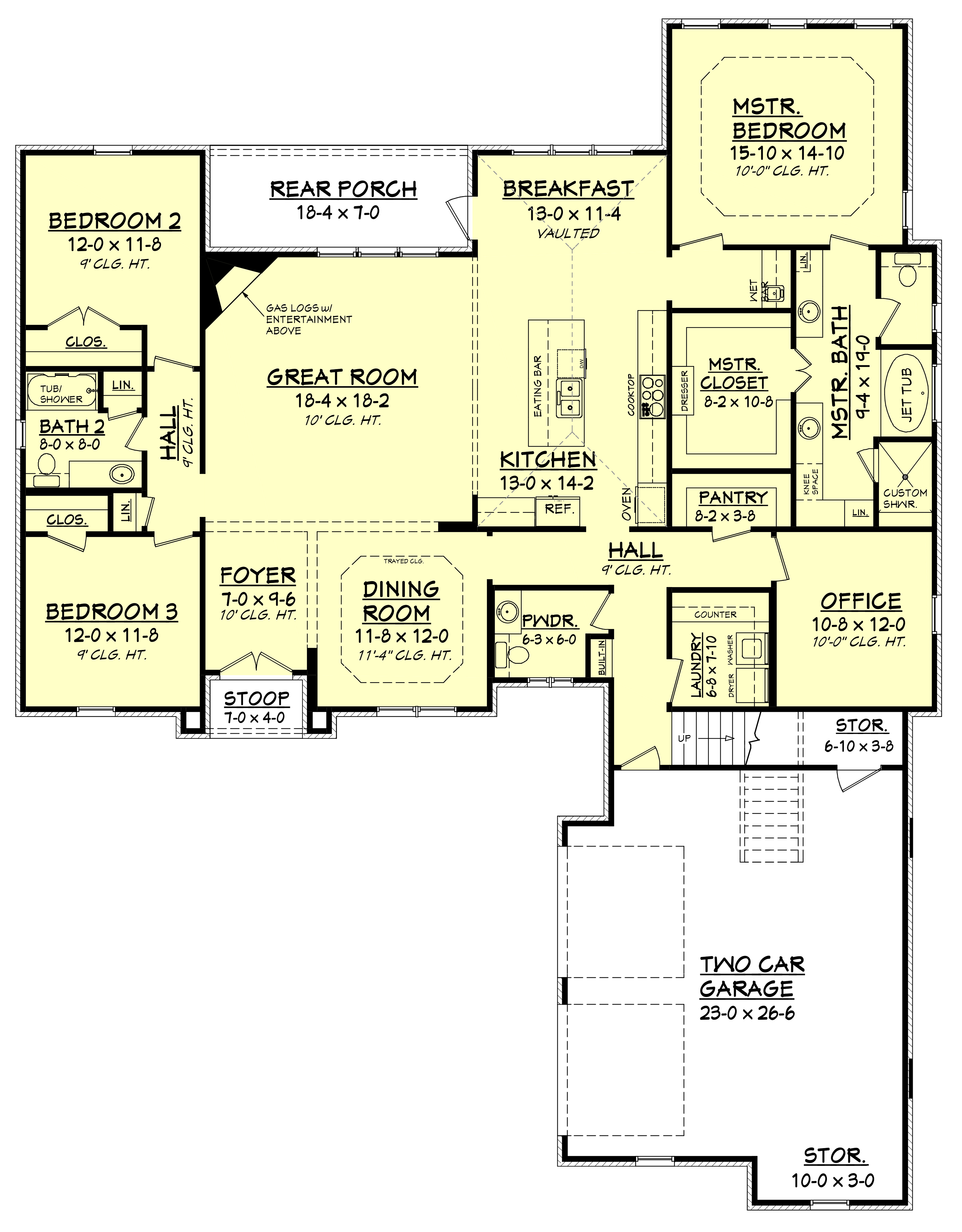 Floor Plan First Story of Ranch Plan #142-1150
