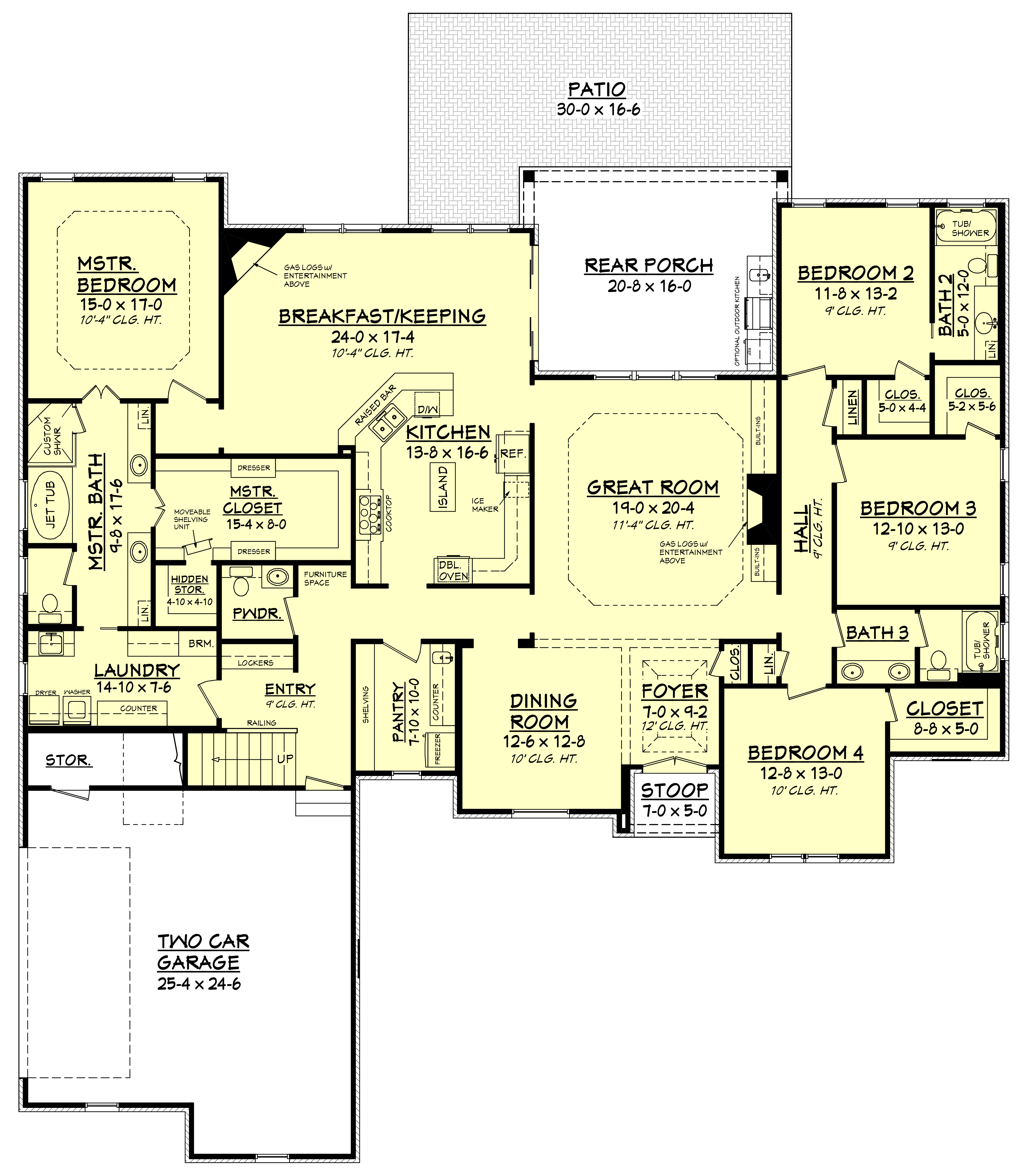 Floor Plan First Story of Country Plan #142-1151
