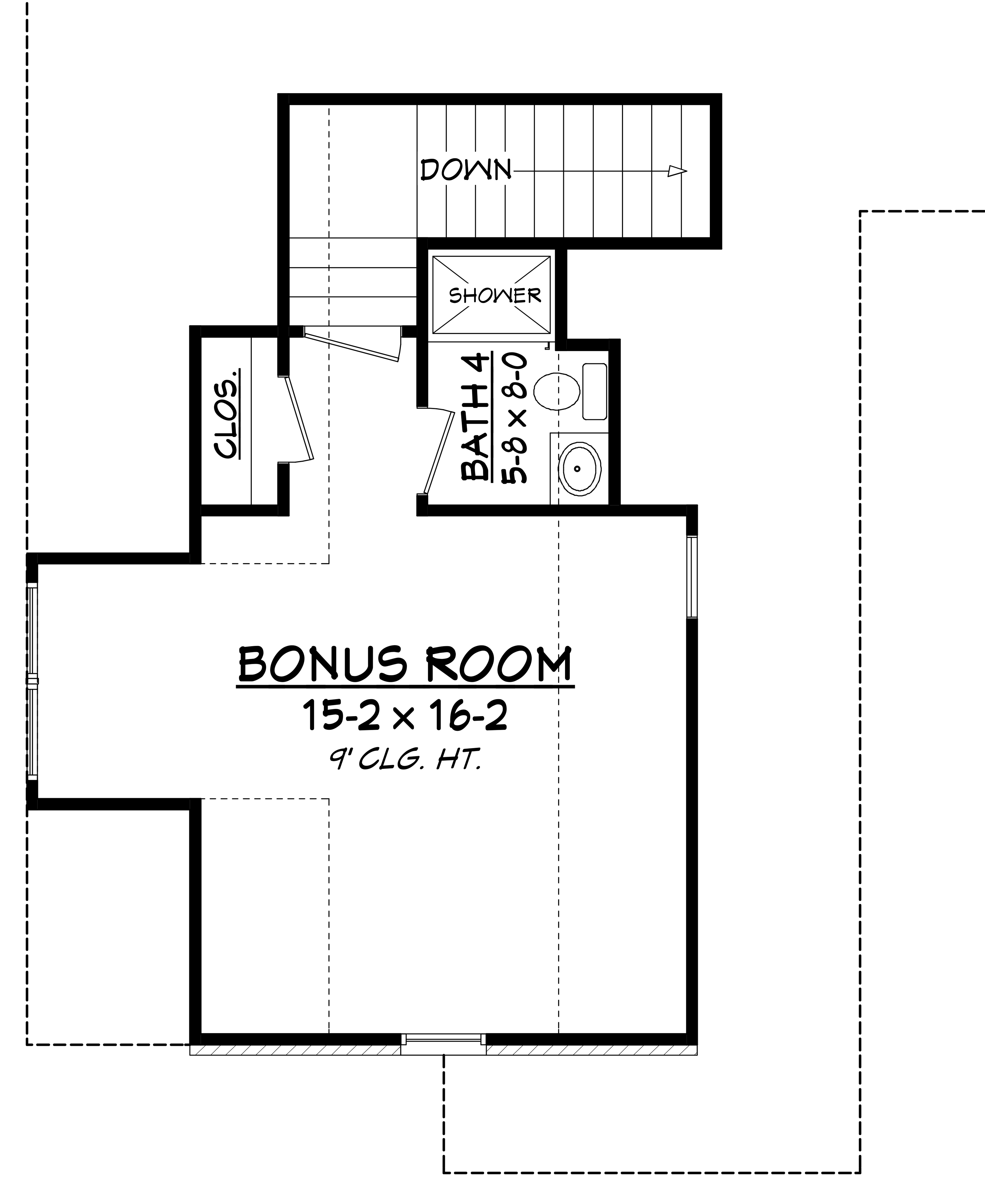 Floor Plan Bonus Room of Country Plan #142-1151