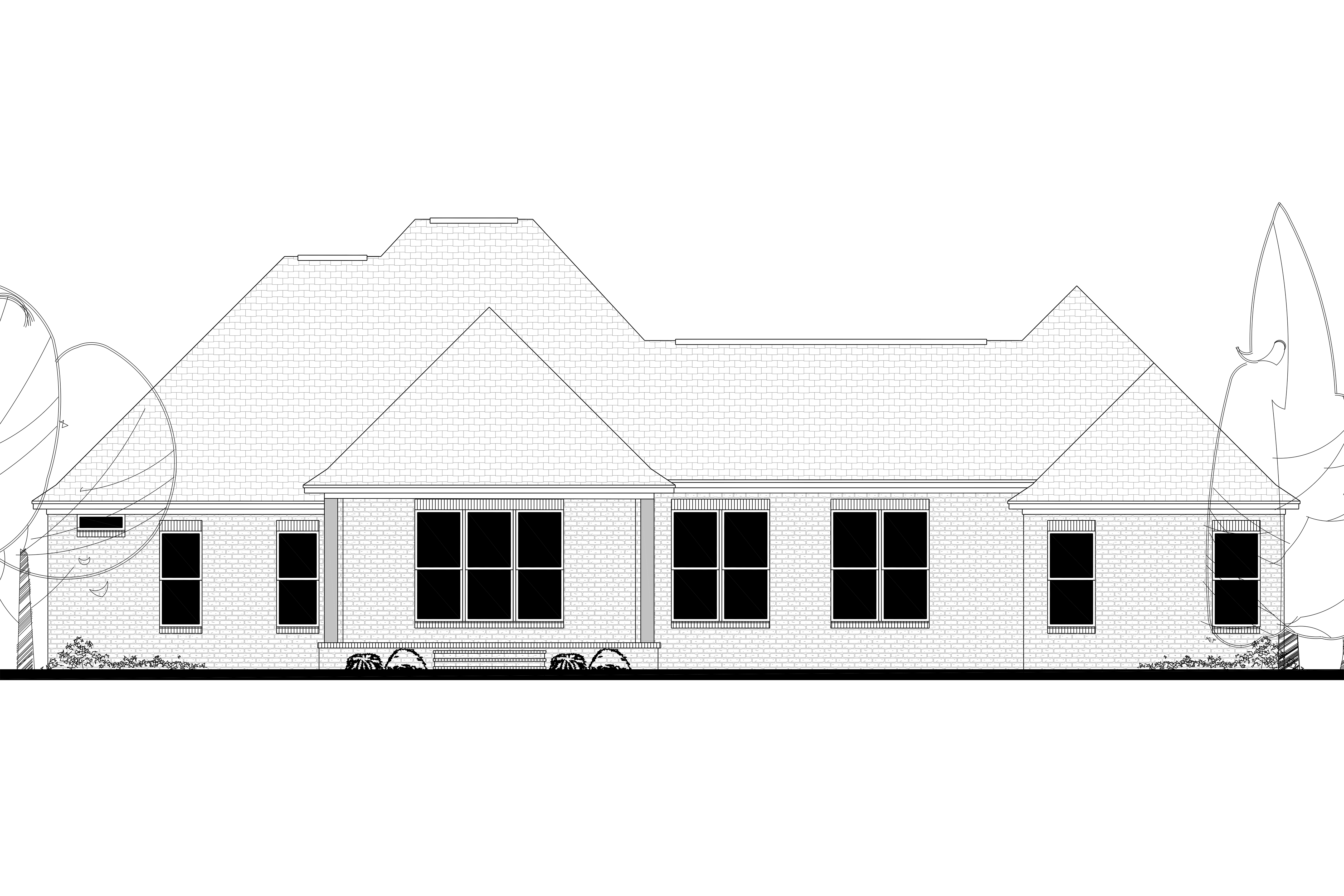 Home Plan Rear Elevation of this 4-Bedroom,3287 Sq Ft Plan -142-1151