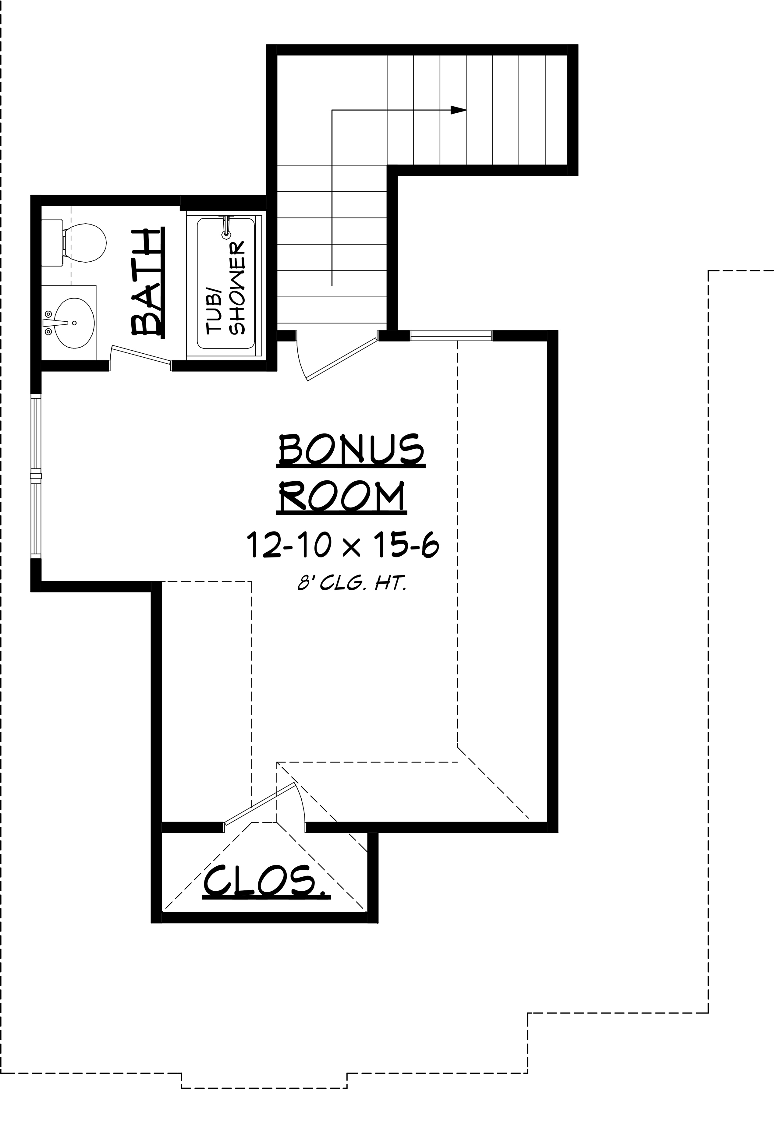 Floor Plan Bonus Room of Acadian Plan #142-1152
