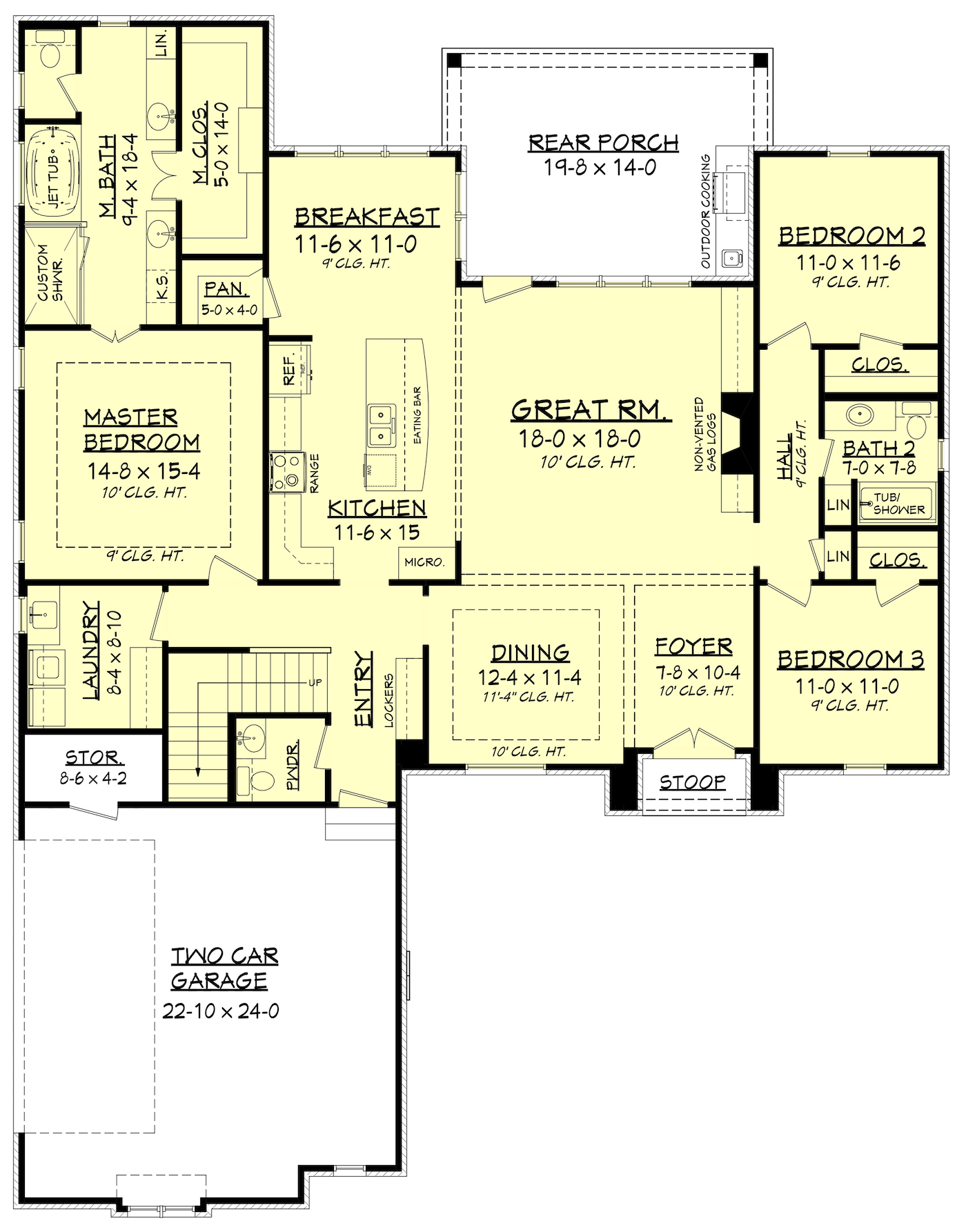 Floor Plan First Story of Acadian Plan #142-1152