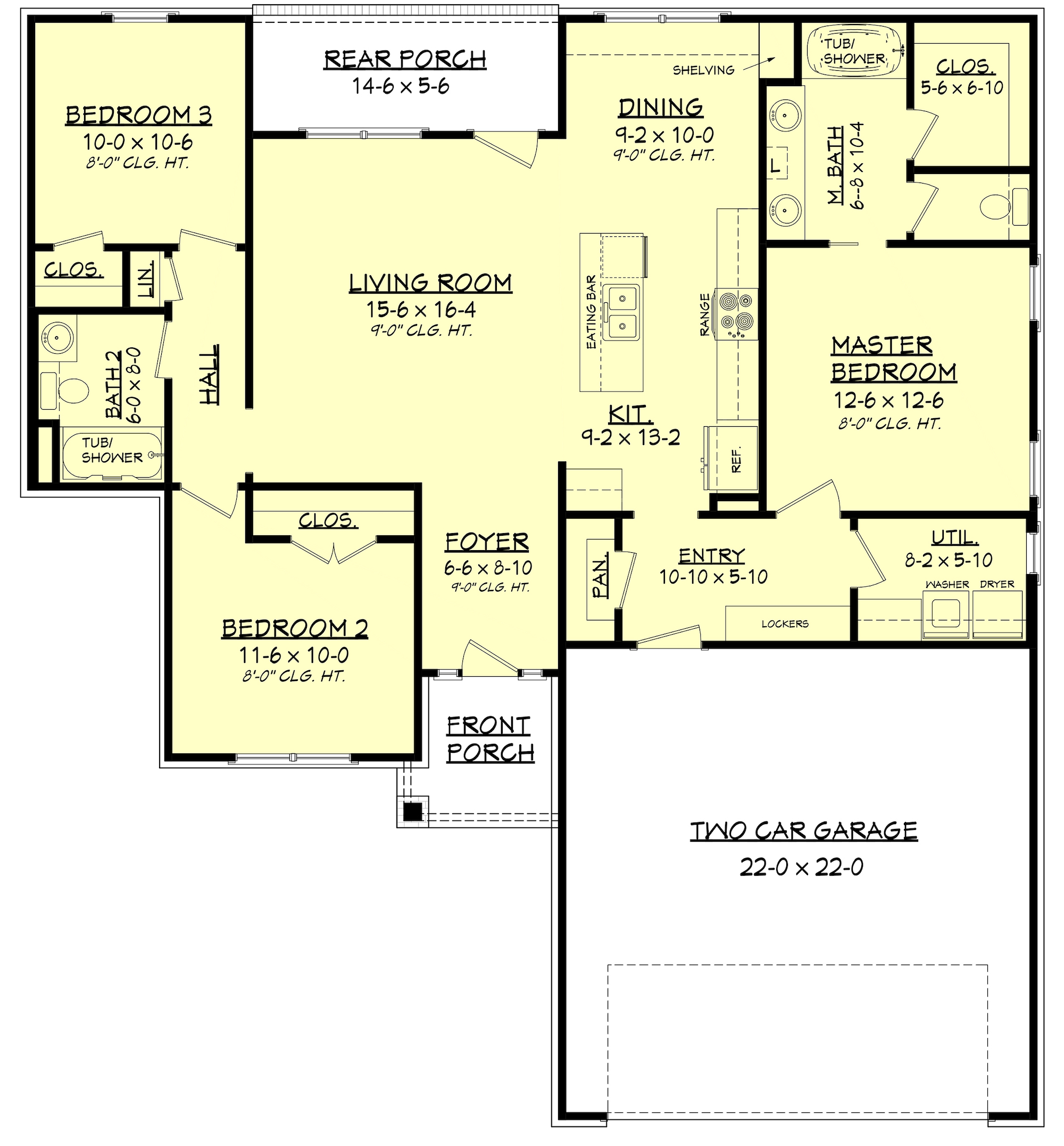 Floor Plan First Story of Craftsman Plan #142-1153