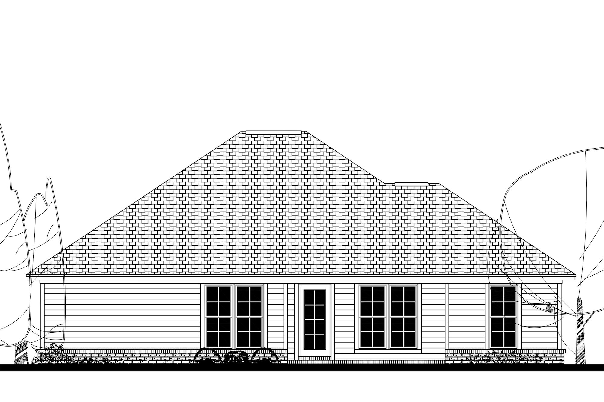 Home Plan Rear Elevation of this 3-Bedroom,1381 Sq Ft Plan -142-1153