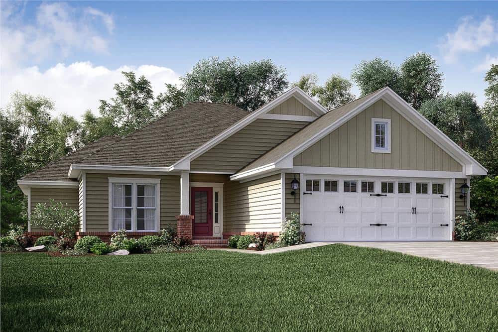 Left Side View of this 3-Bedroom, 1381 Sq Ft Plan - 142-1153