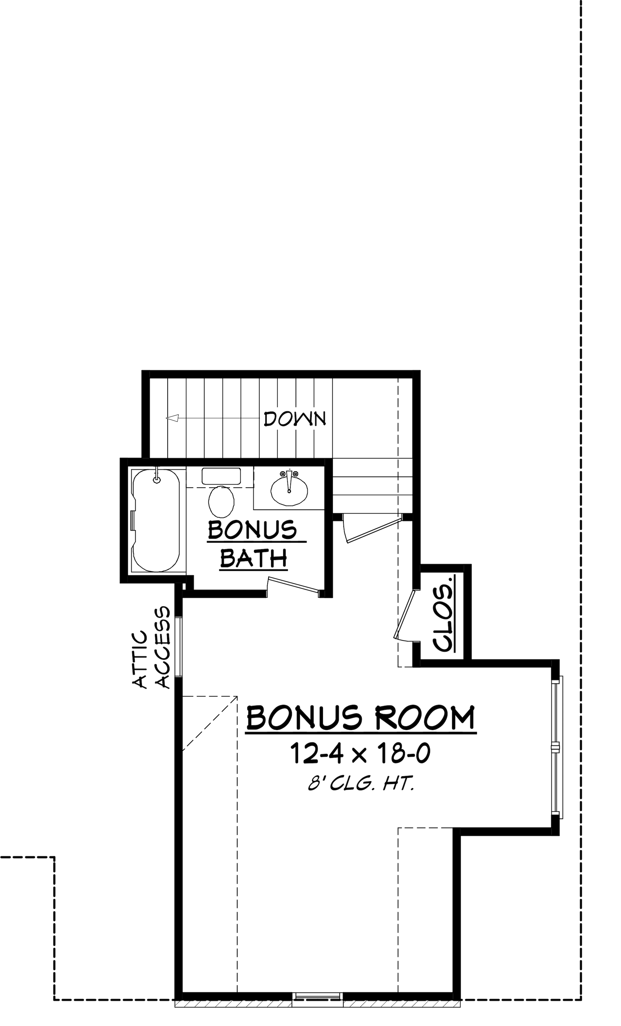 Floor Plan Bonus Room of Acadian Plan #142-1154