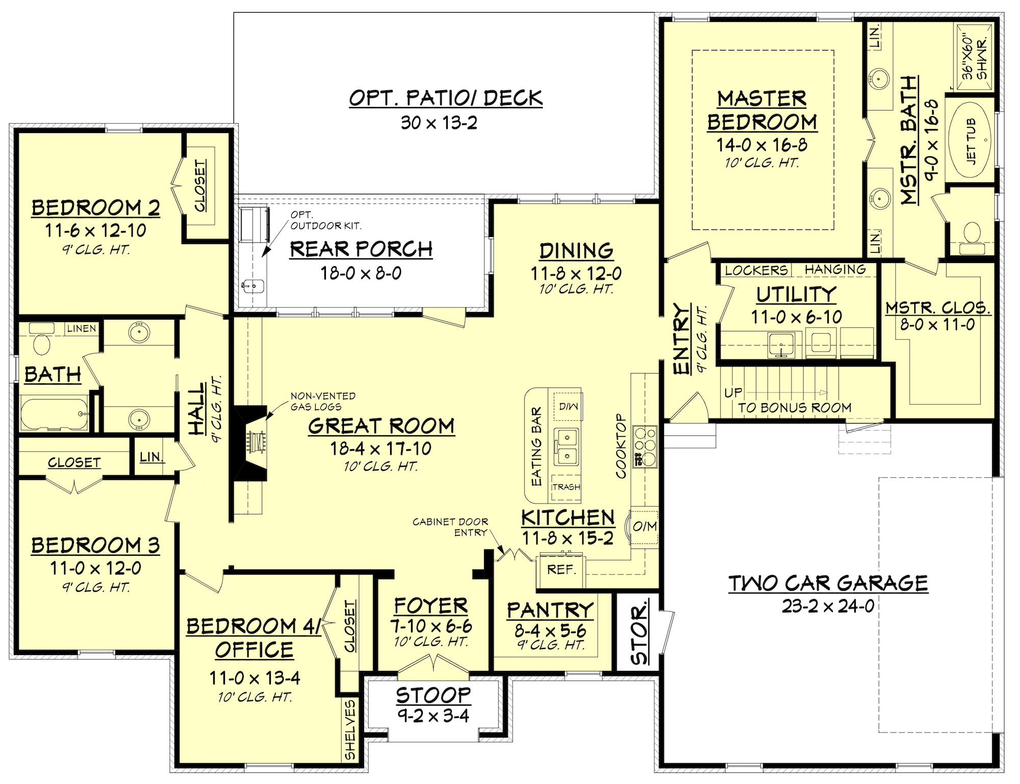 Floor Plan First Story of Acadian Plan #142-1154