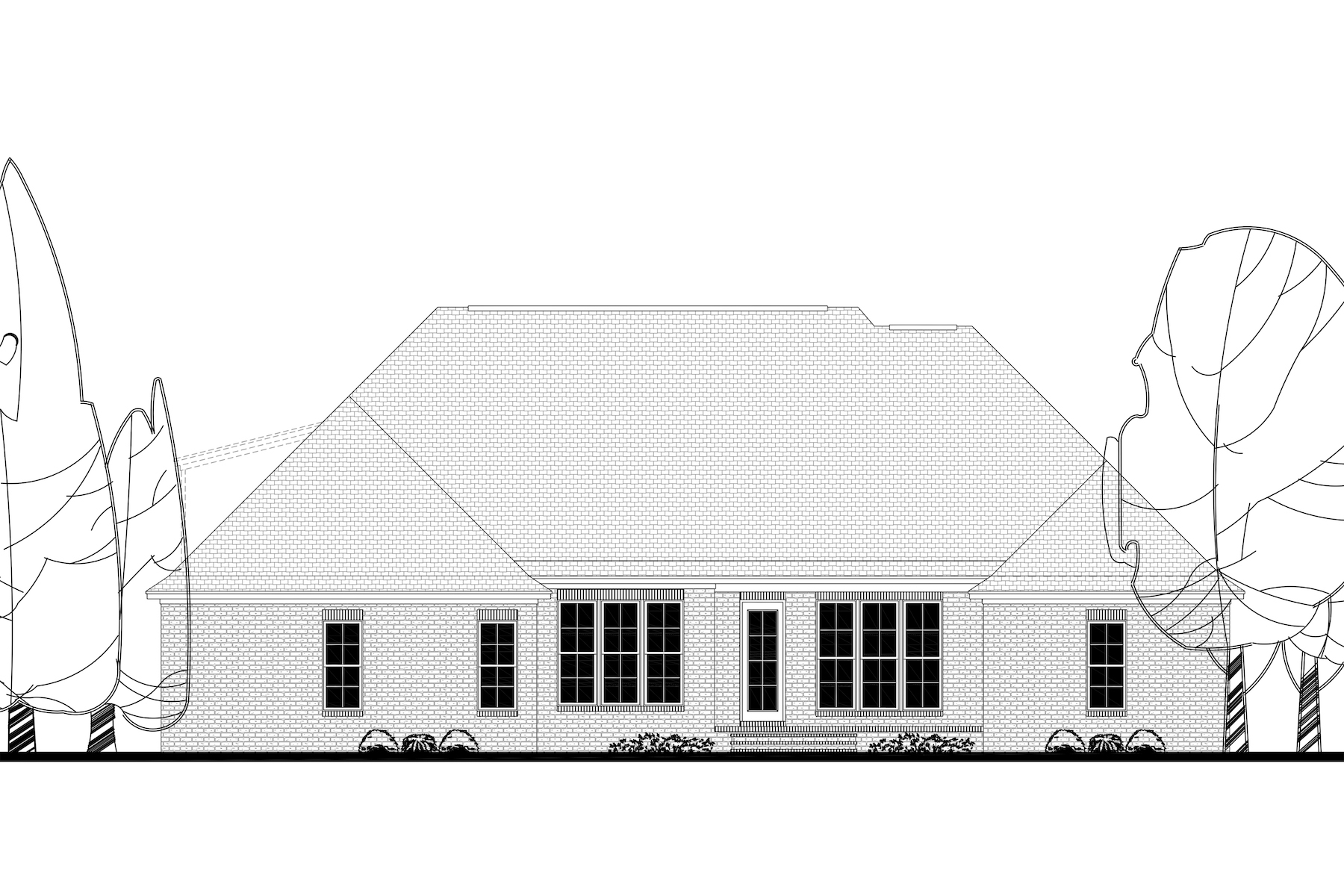 Home Plan Rear Elevation of this 4-Bedroom,2210 Sq Ft Plan -142-1154