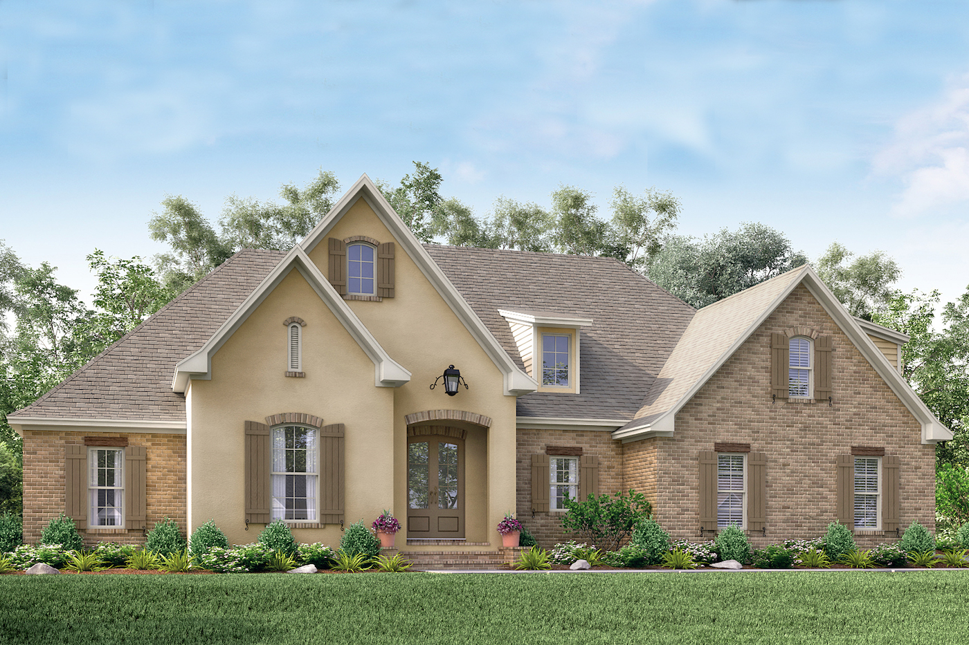 Color photograph of Acadian home (ThePlanCollection: House Plan #142-1154)