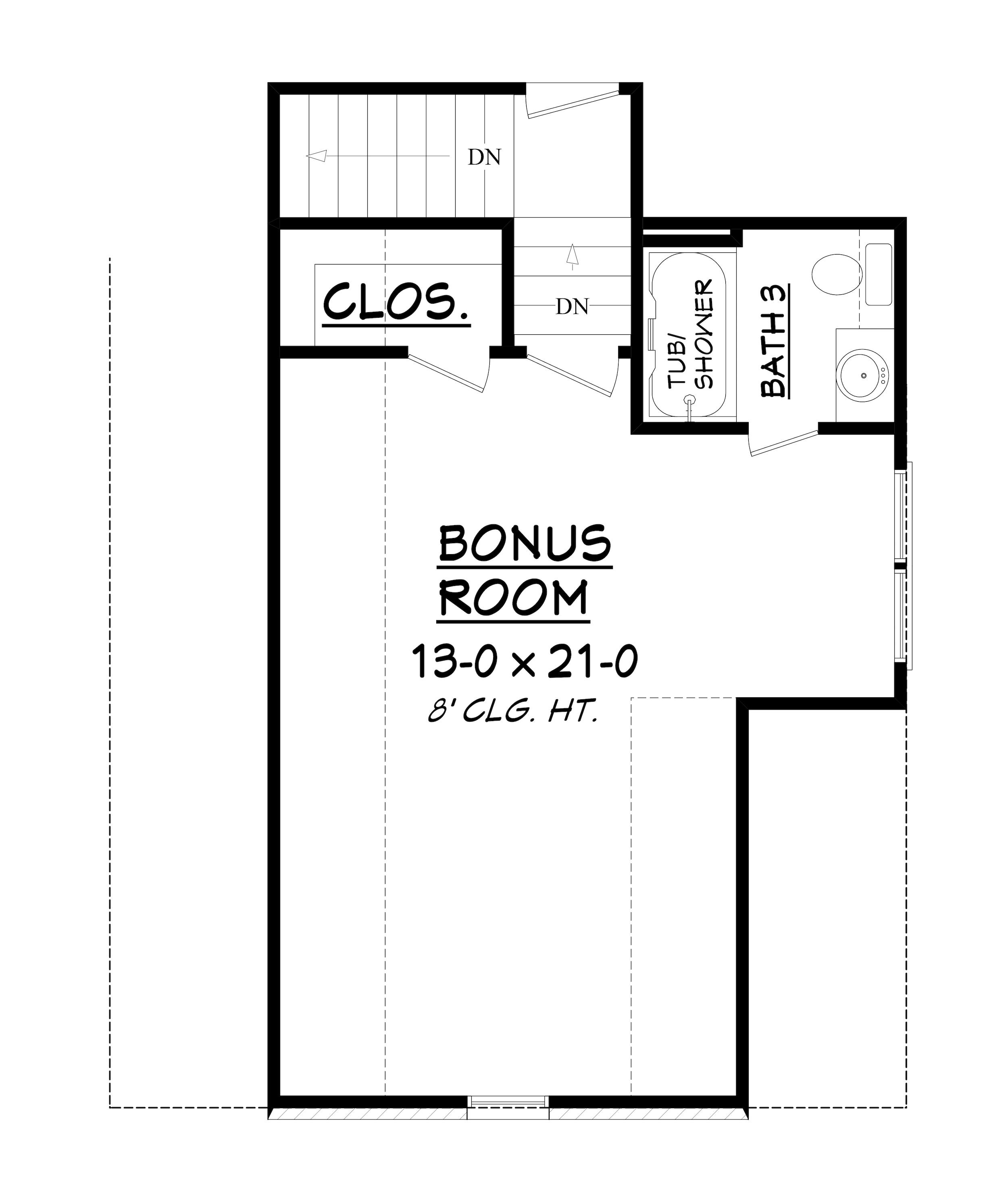 Floor Plan Bonus Room of Acadian Plan #142-1155