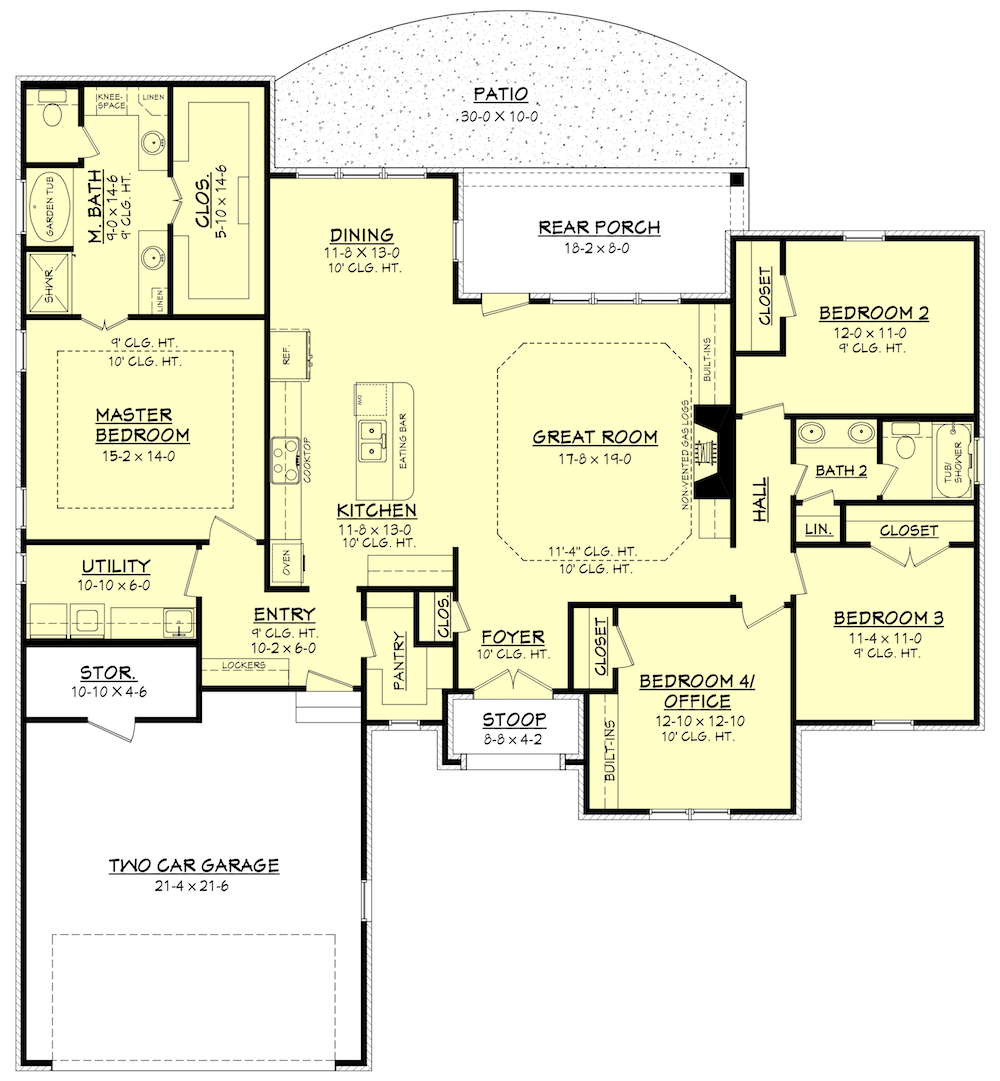 Floor Plan First Story of Traditional Plan #142-1156