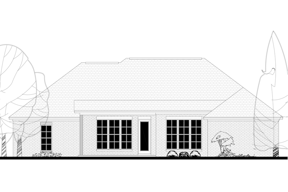 Home Plan Rear Elevation of this 4-Bedroom,2016 Sq Ft Plan -142-1156