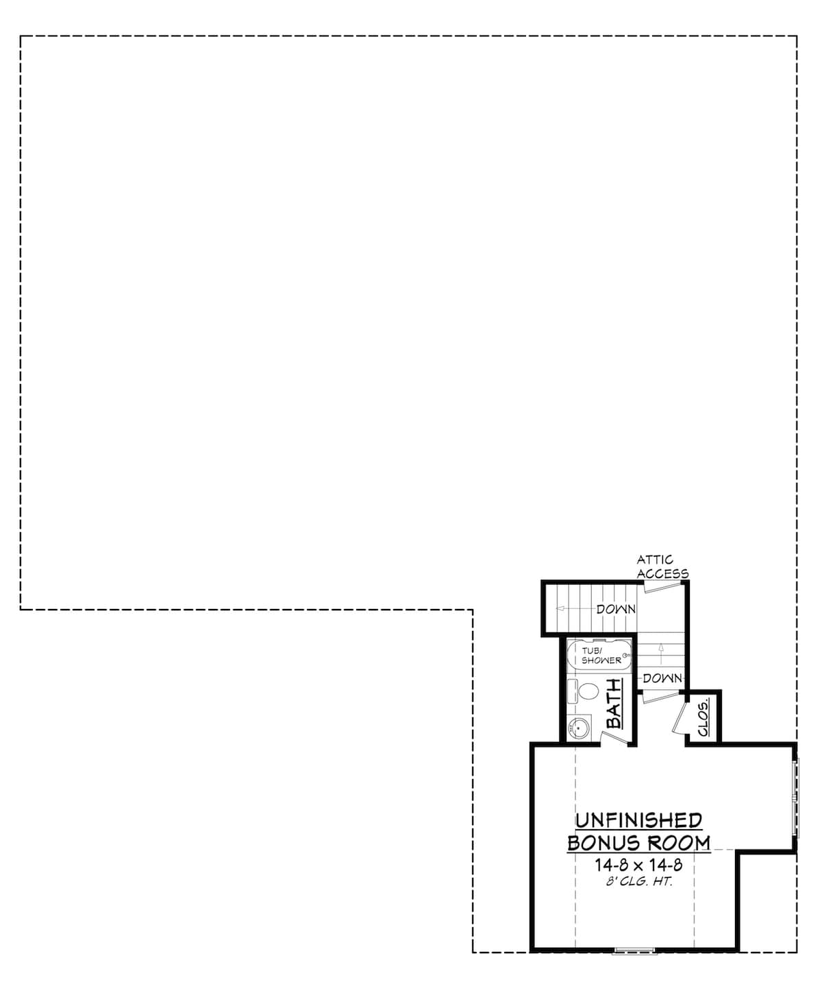 Floor Plan Bonus Room of Country Plan #142-1158