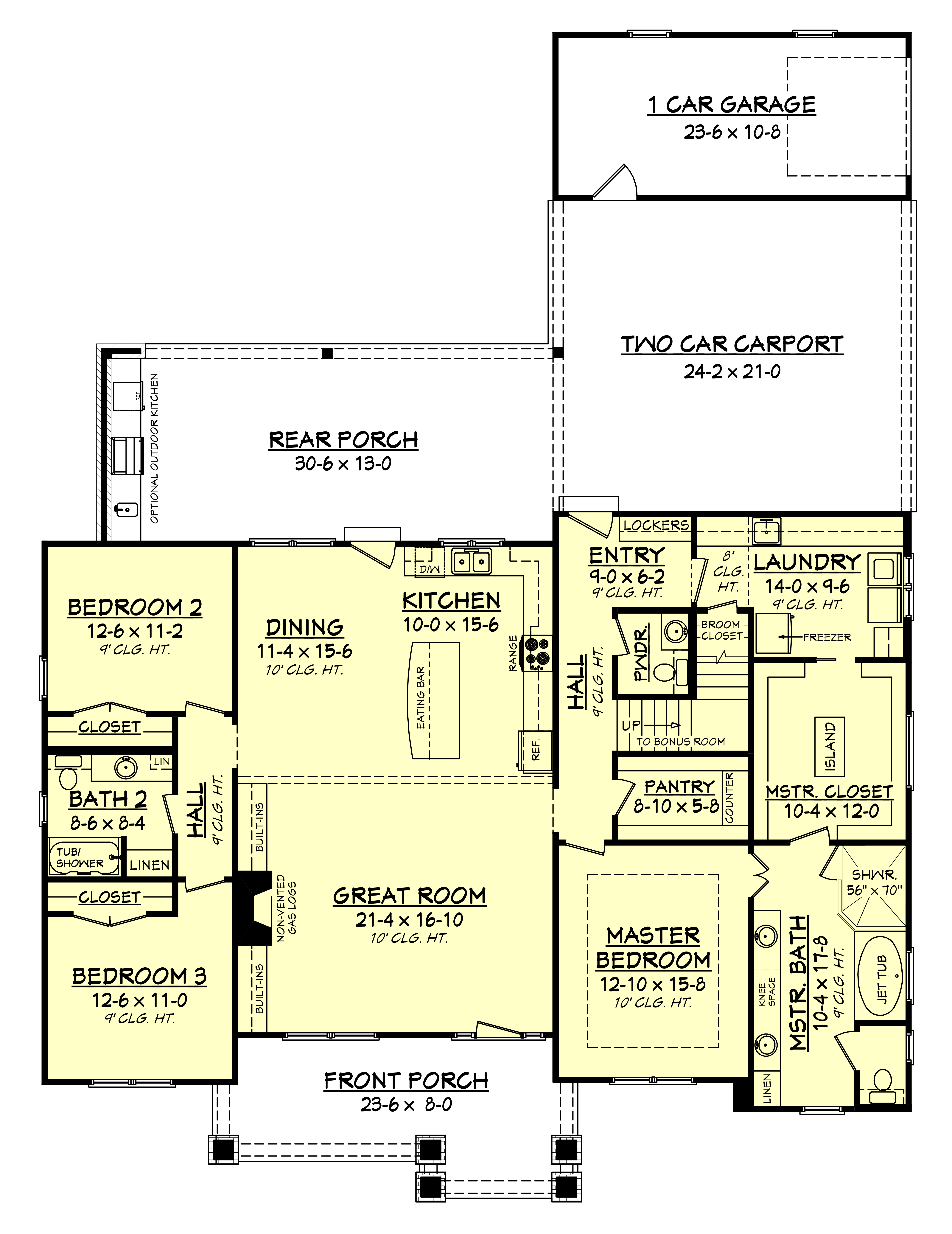 Floor Plan First Story of Country Plan #142-1159