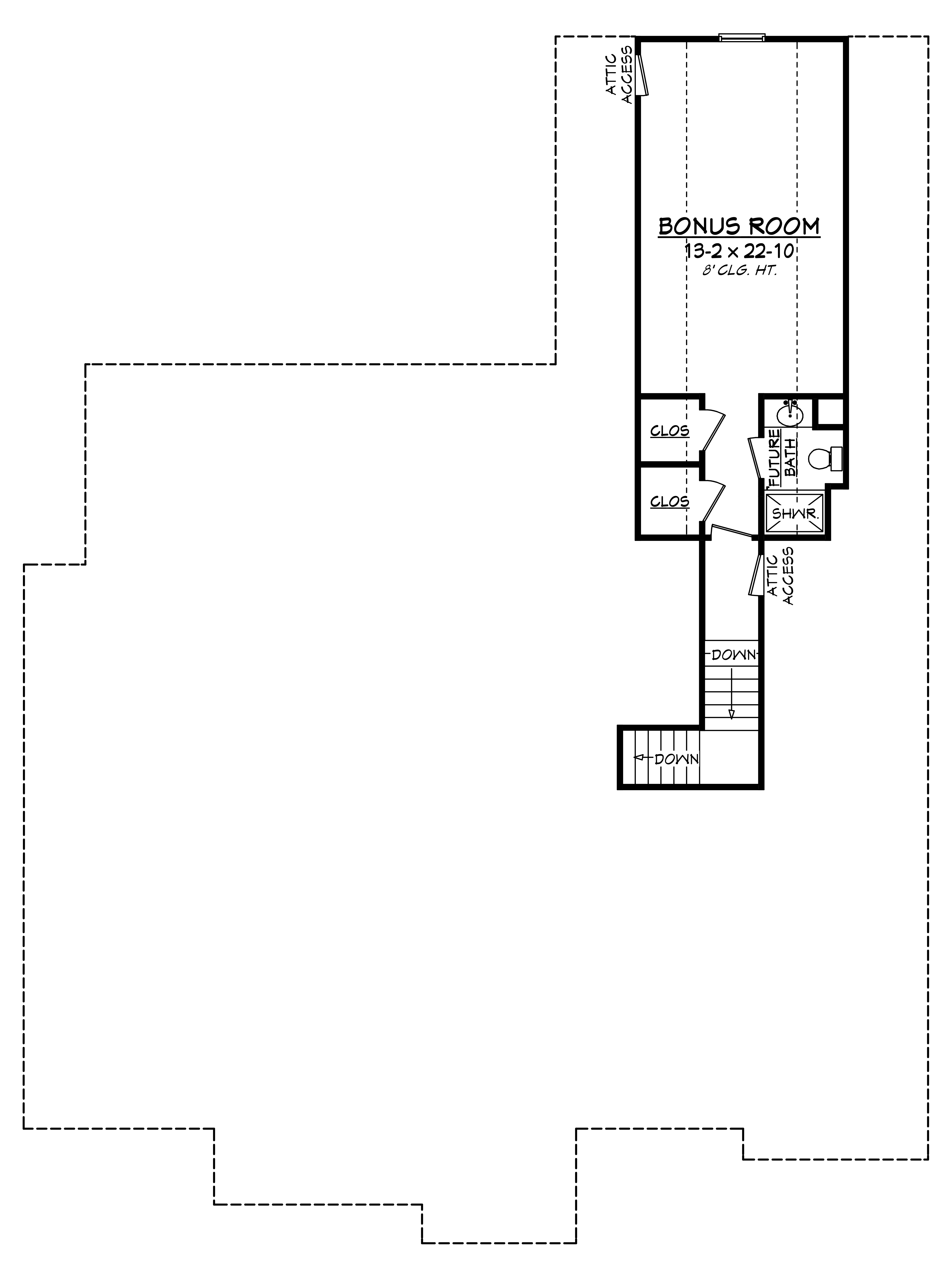 Floor Plan Bonus Room of Country Plan #142-1159