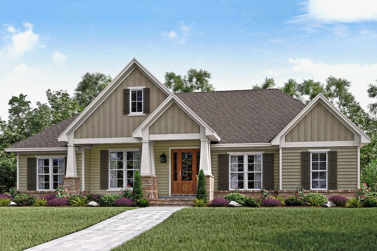 Country style home (ThePlanCollection: House Plan #142-1159)