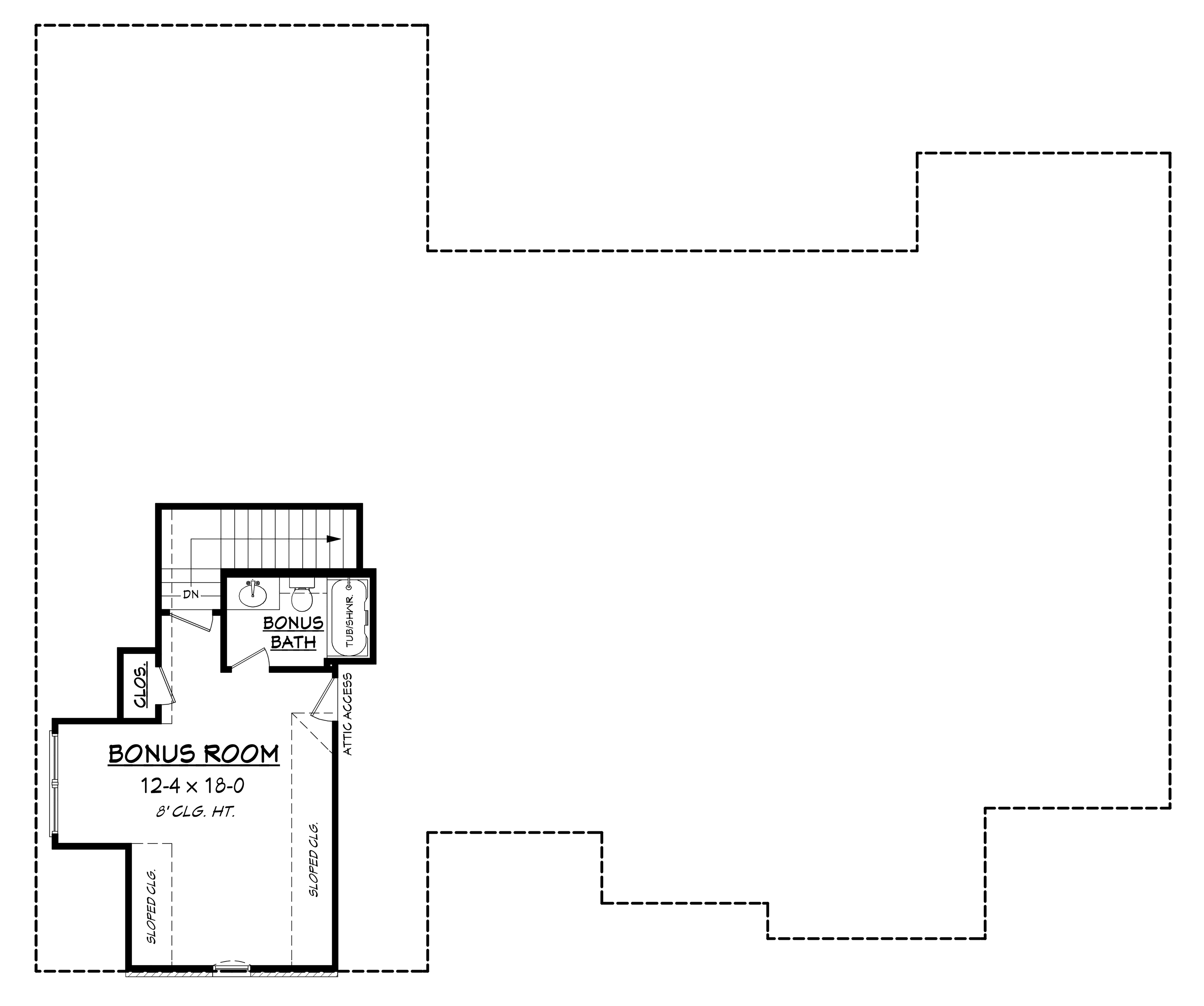 Floor Plan Bonus Room of European Plan #142-1160