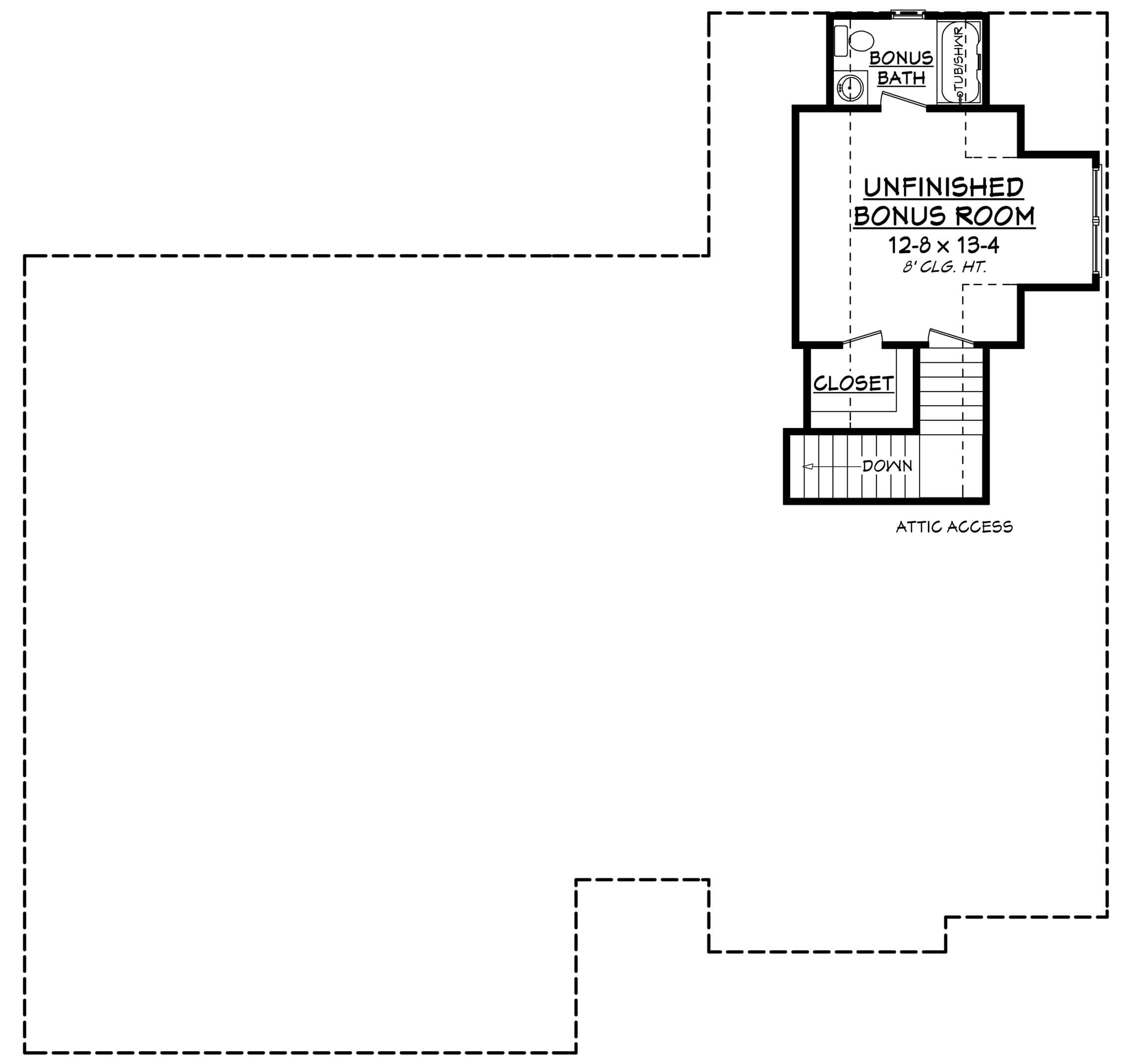 Floor Plan Bonus Room of Acadian Plan #142-1163