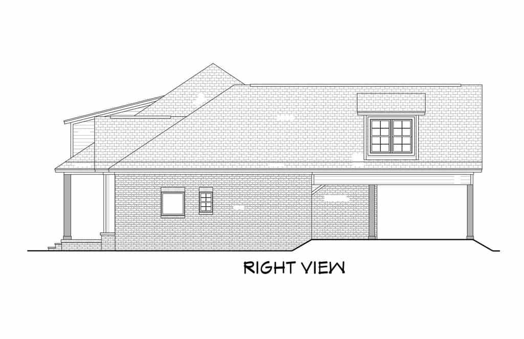 Home Plan Right Elevation of this 3-Bedroom,1900 Sq Ft Plan -142-1163
