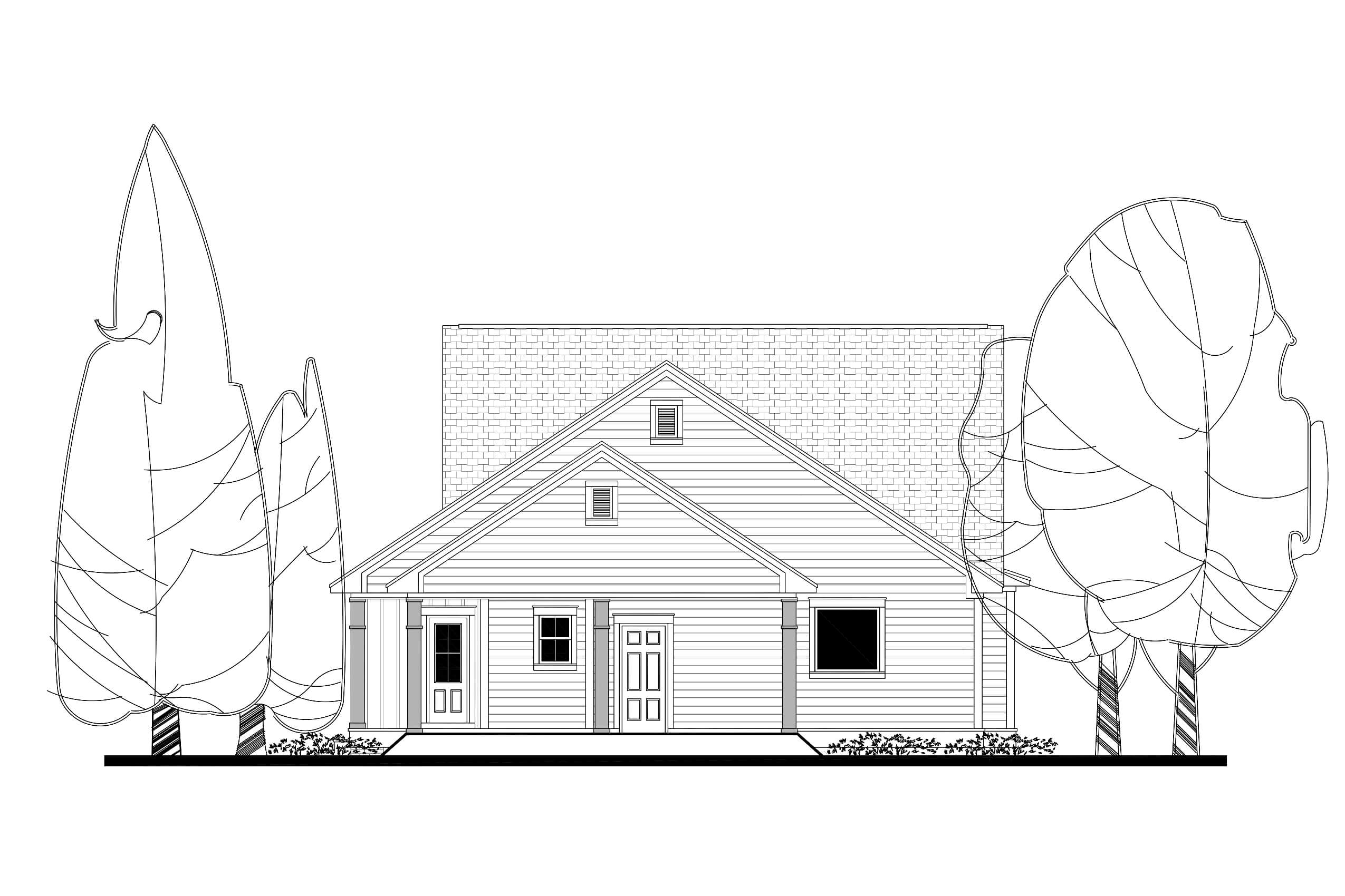 Home Plan Rear Elevation of this 3-Bedroom,2155 Sq Ft Plan -142-1164