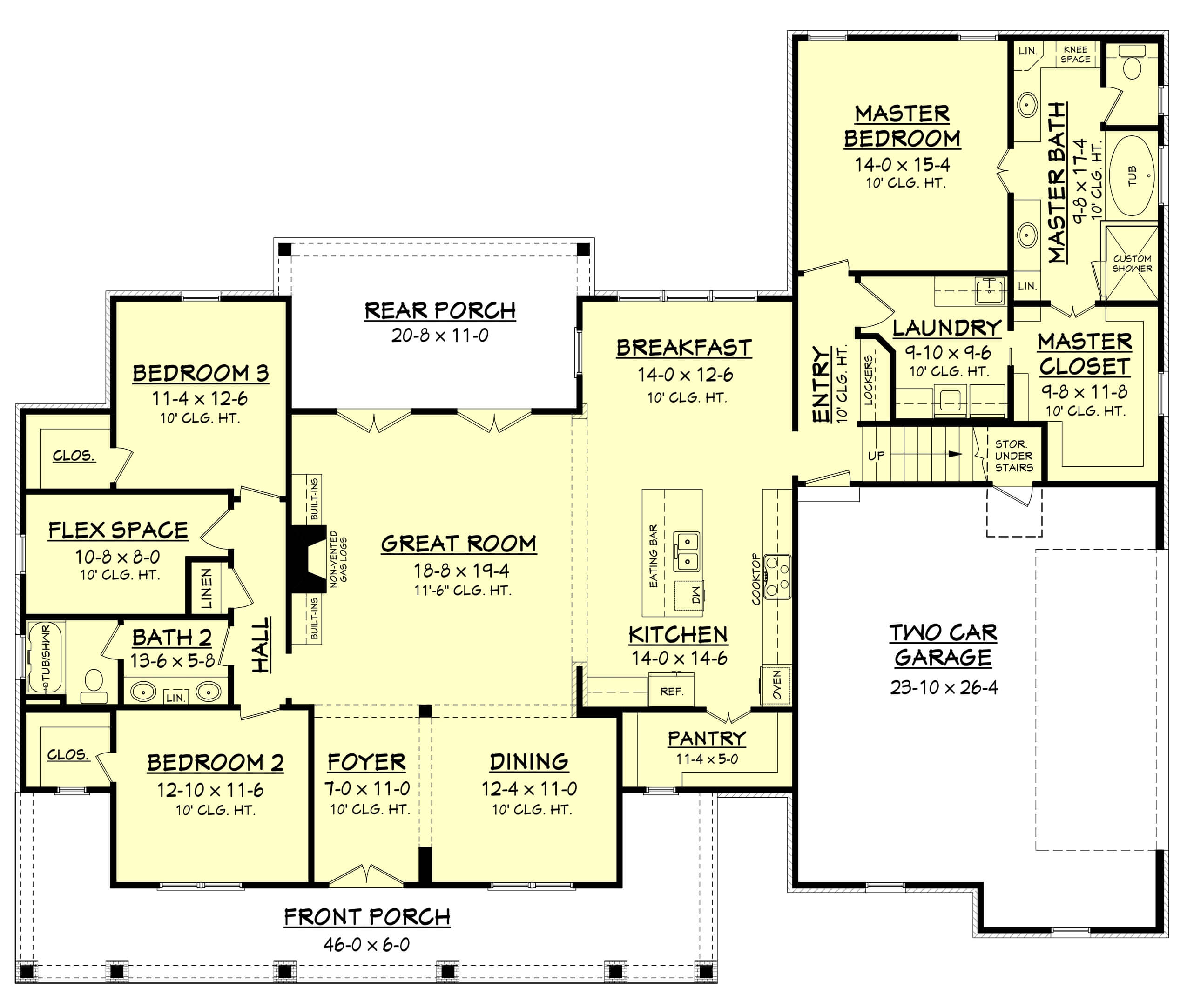 Floor Plan First Story of Country Plan #142-1166