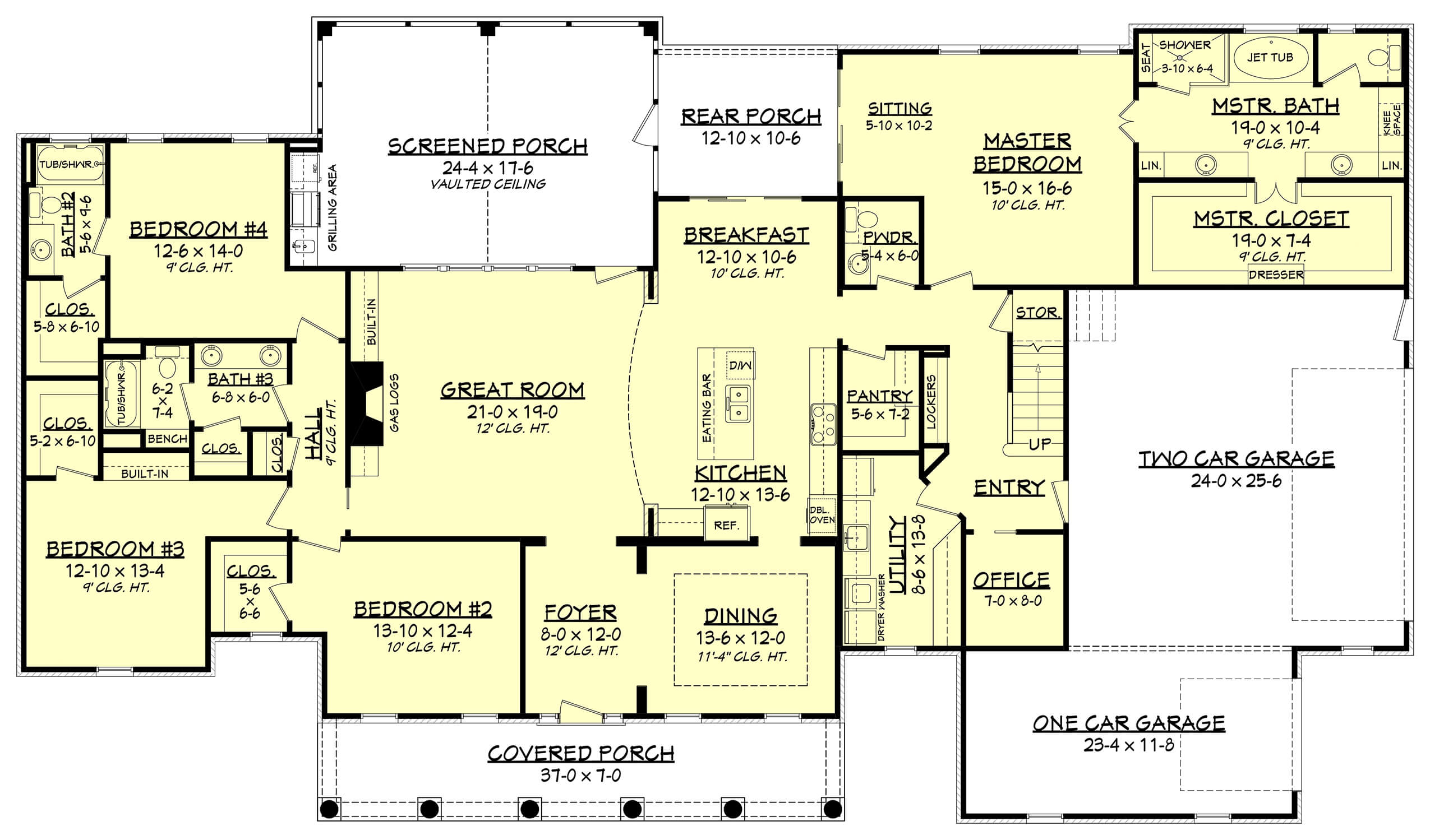 Floor Plan First Story of Traditional Plan #142-1167