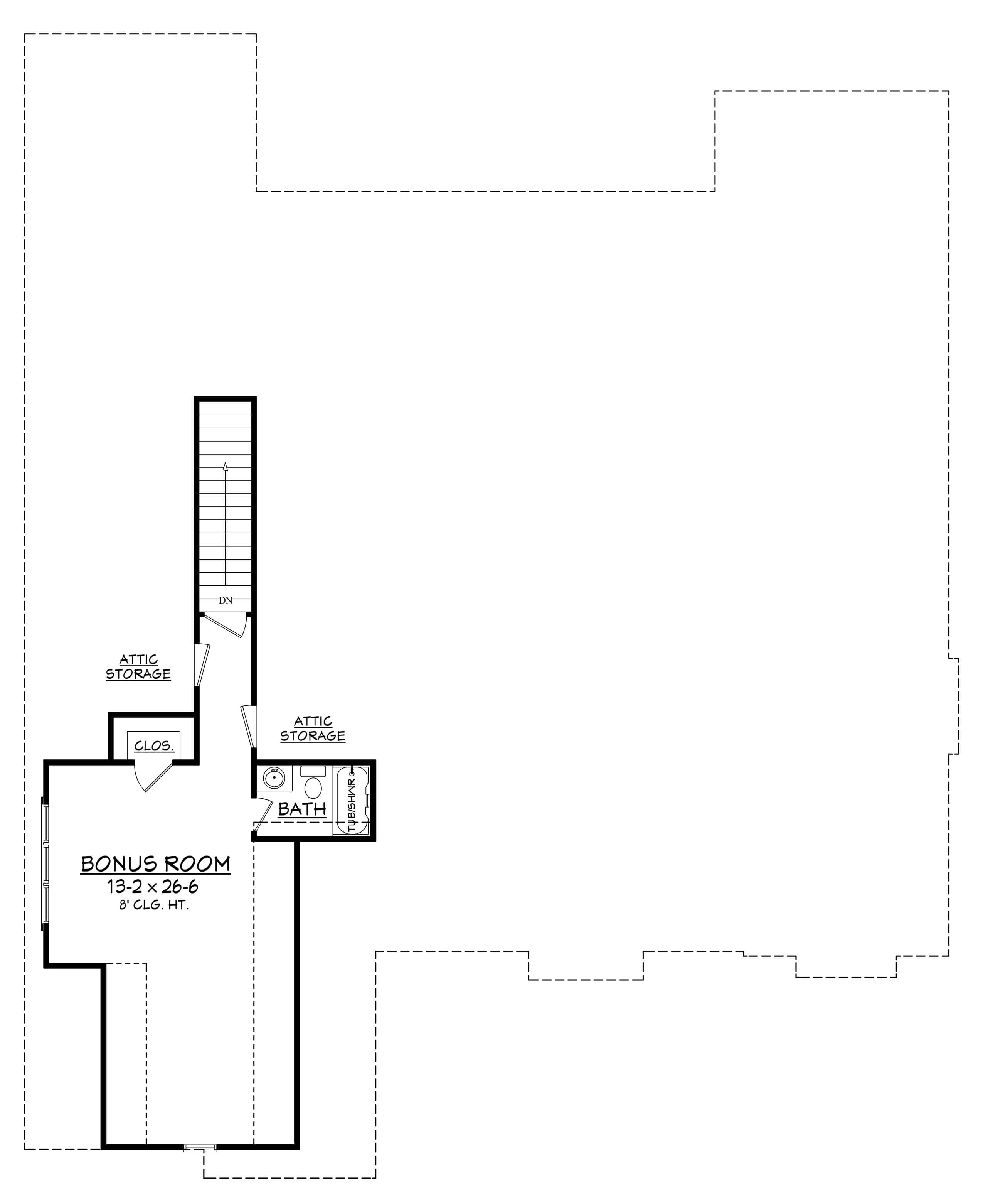 Floor Plan Bonus Room of Craftsman Plan #142-1168