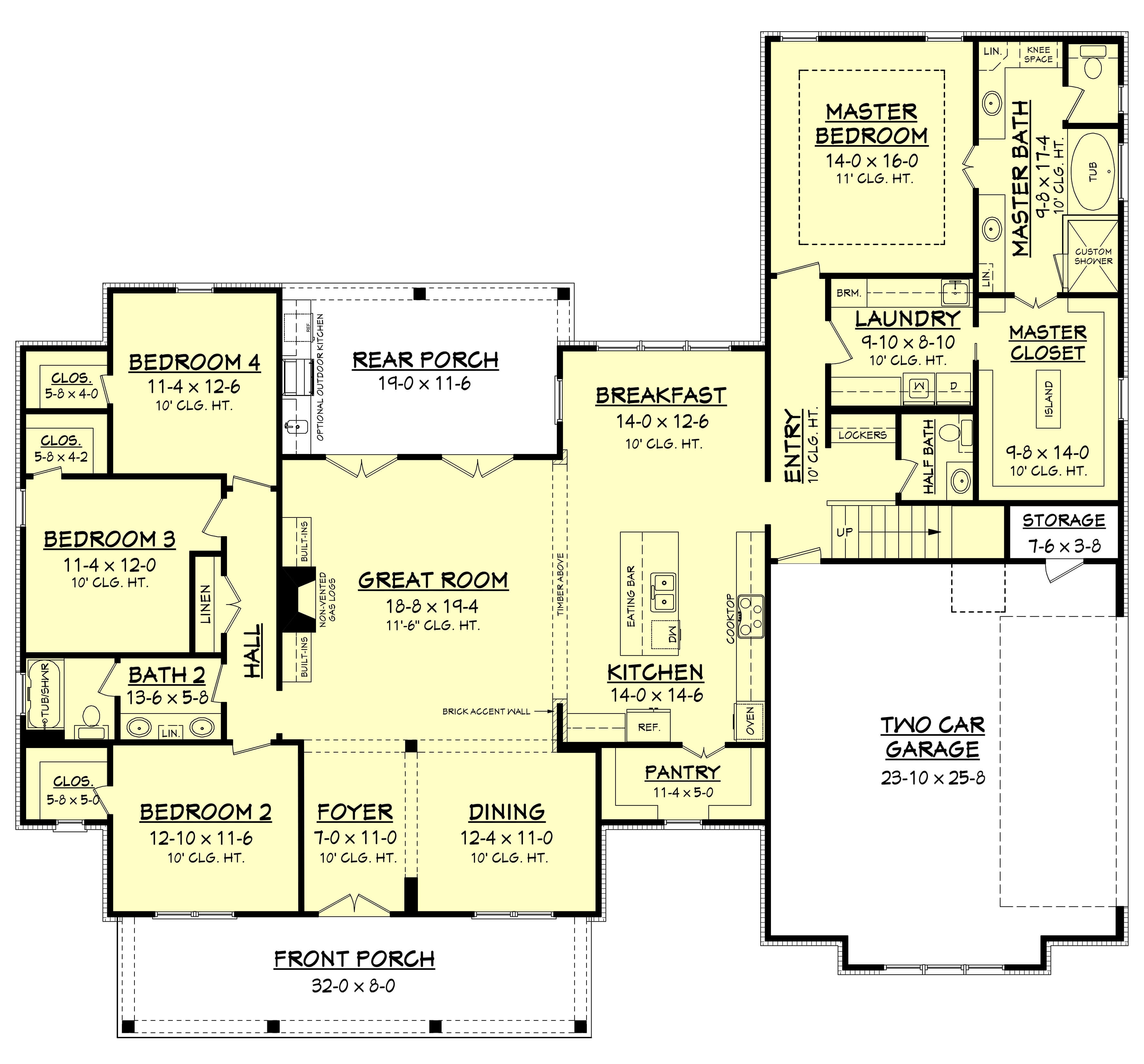 Floor Plan First Story of Country Plan #142-1169