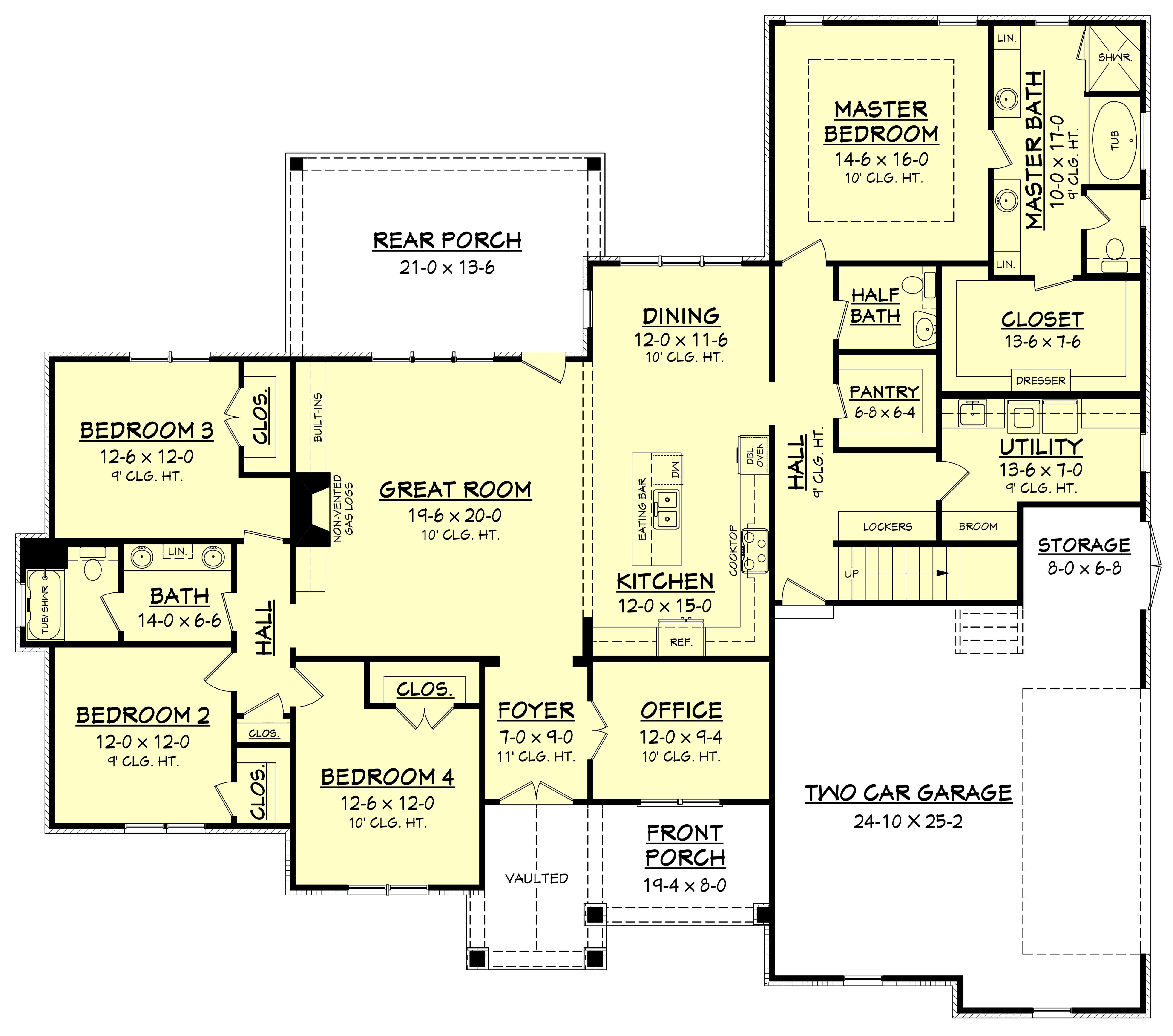 Floor Plan First Story of Country Plan #142-1170