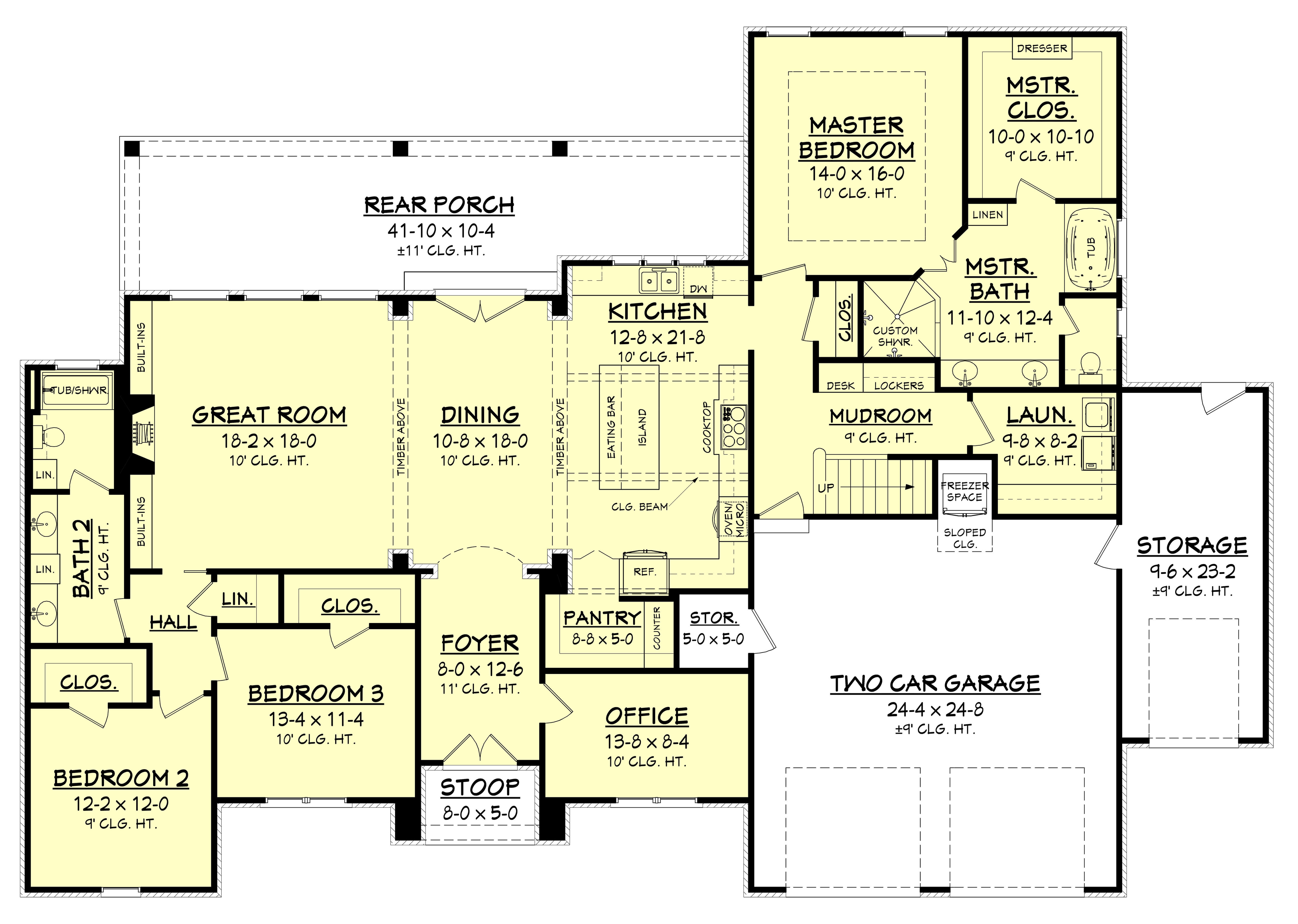 Floor Plan First Story of Country Plan #142-1171
